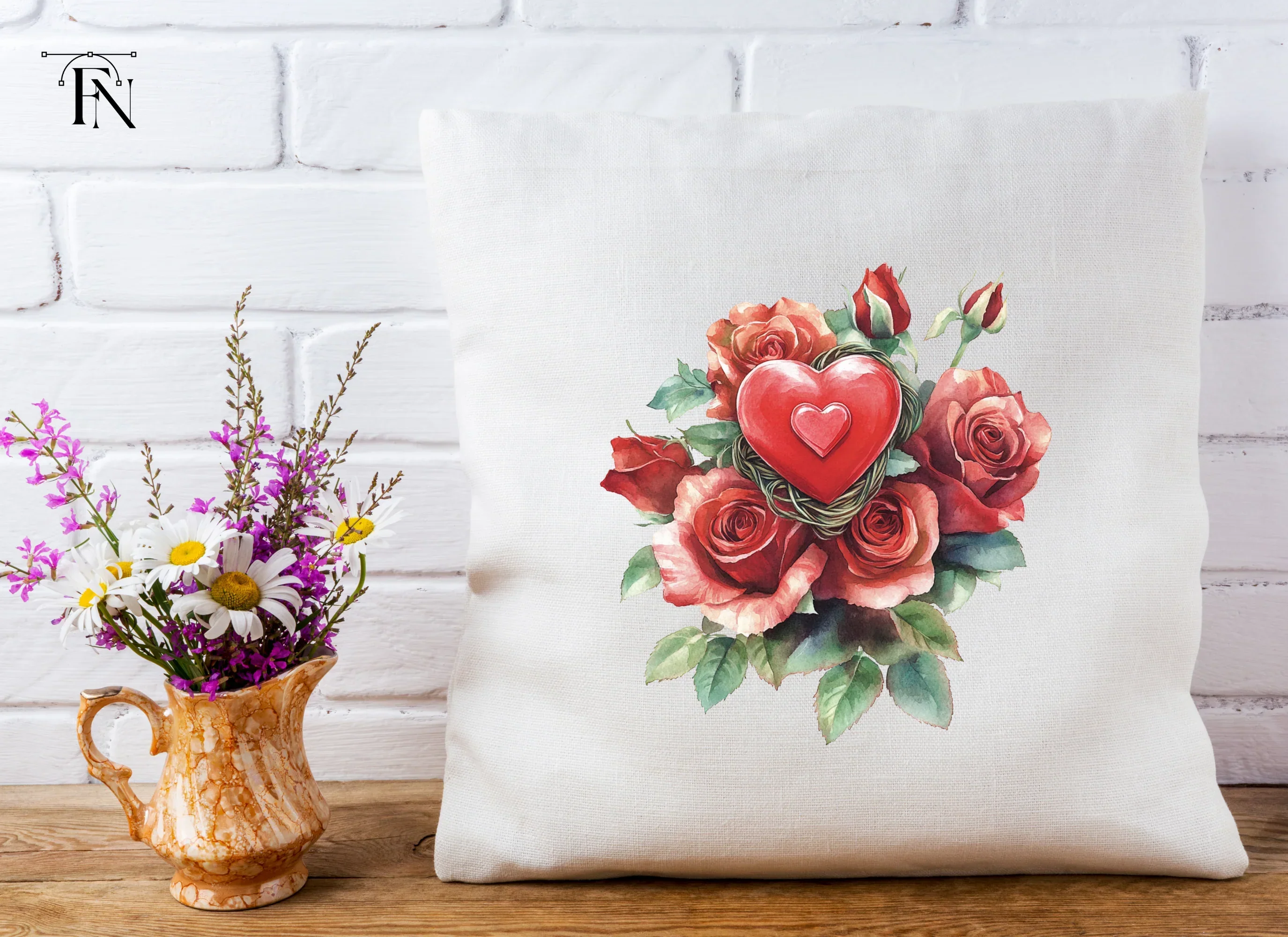 Romantic Rose Bouquets with Heart Clipart Bundle - Image 5