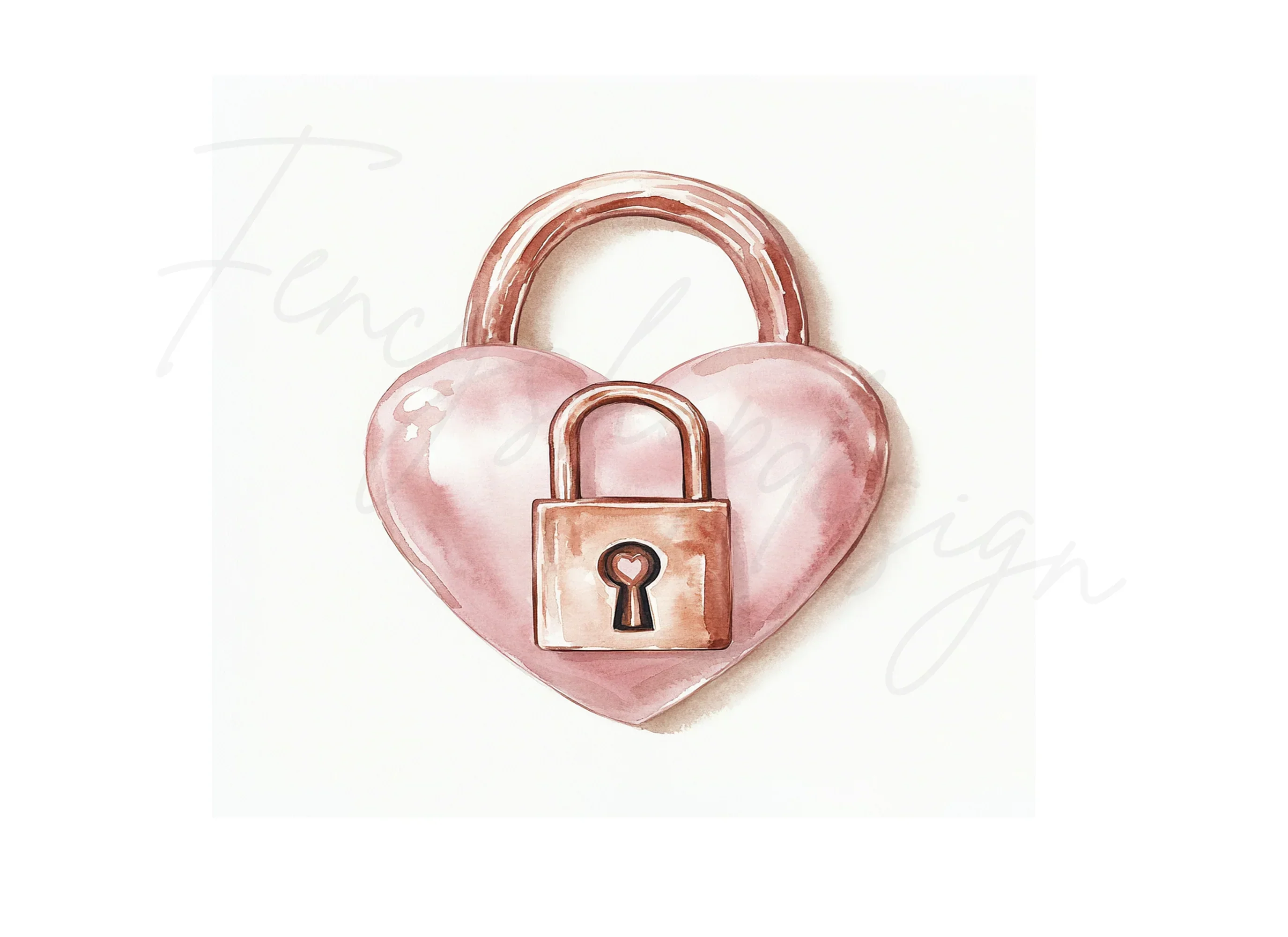 Rose Gold Heart Padlock Clipart Bundle - Image 3