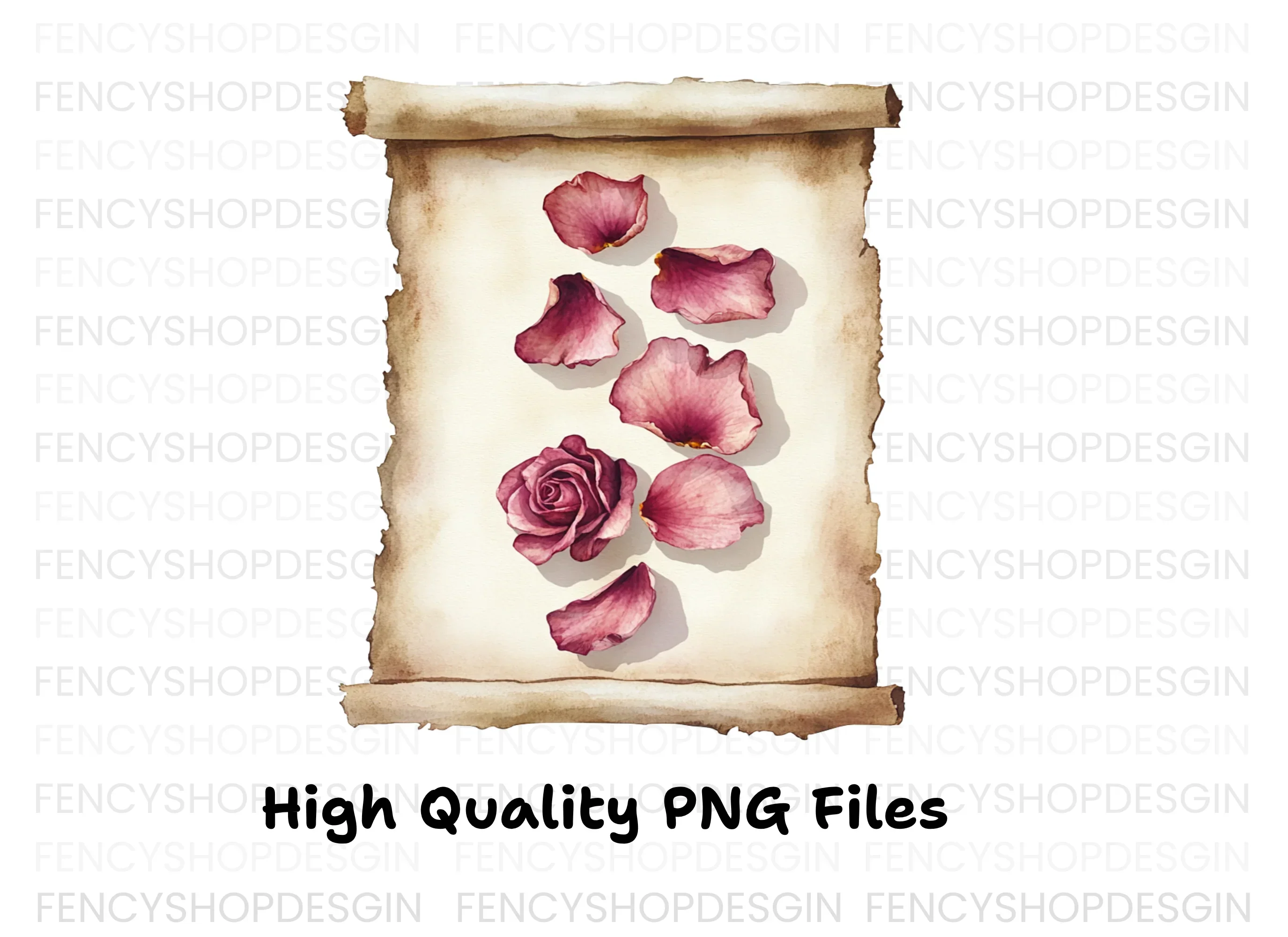 Rose Petals and Scrolls Clipart Bundle - Image 2