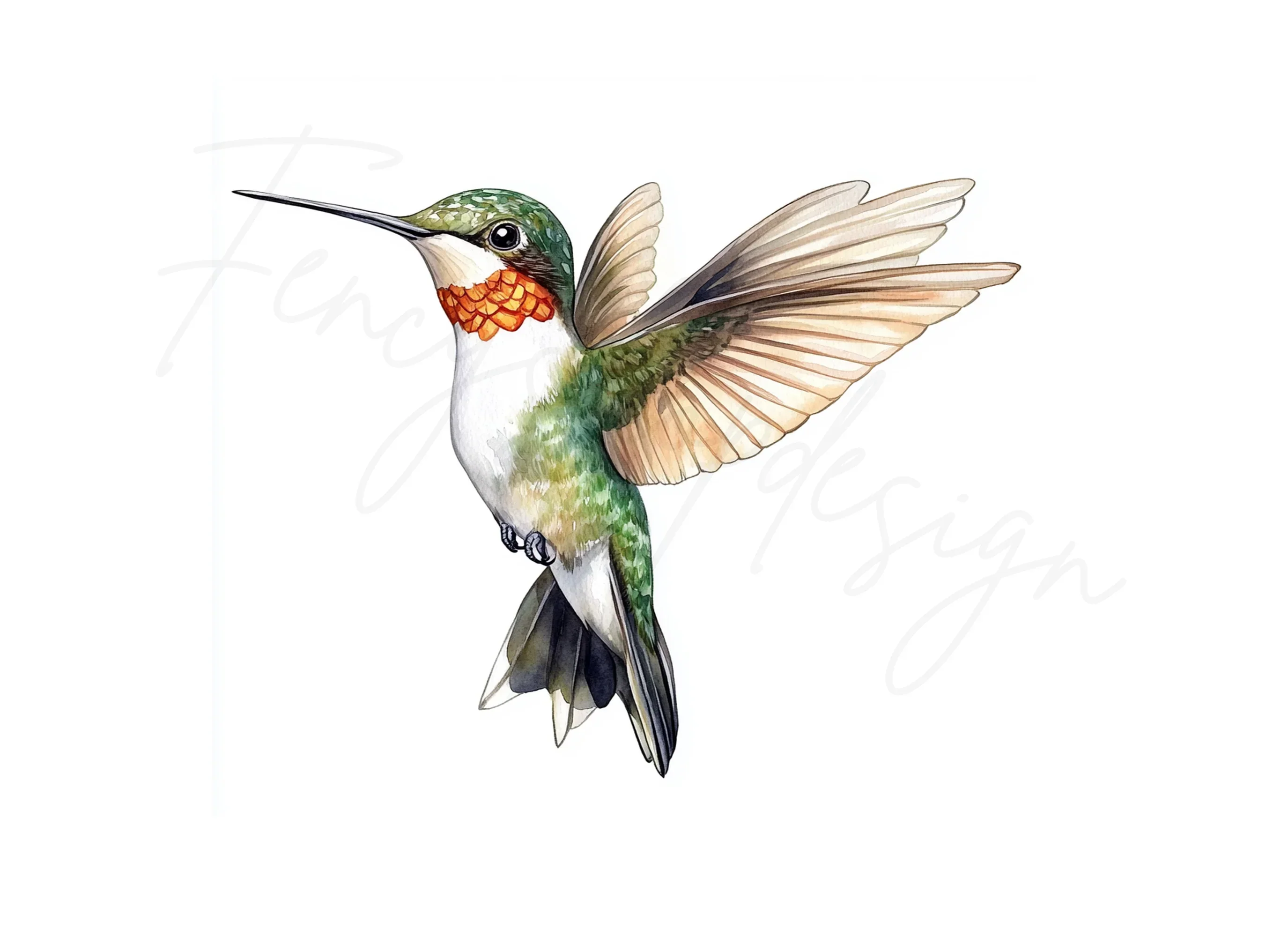 Ruby Throated Hummingbird Clipart Bundle - Image 2