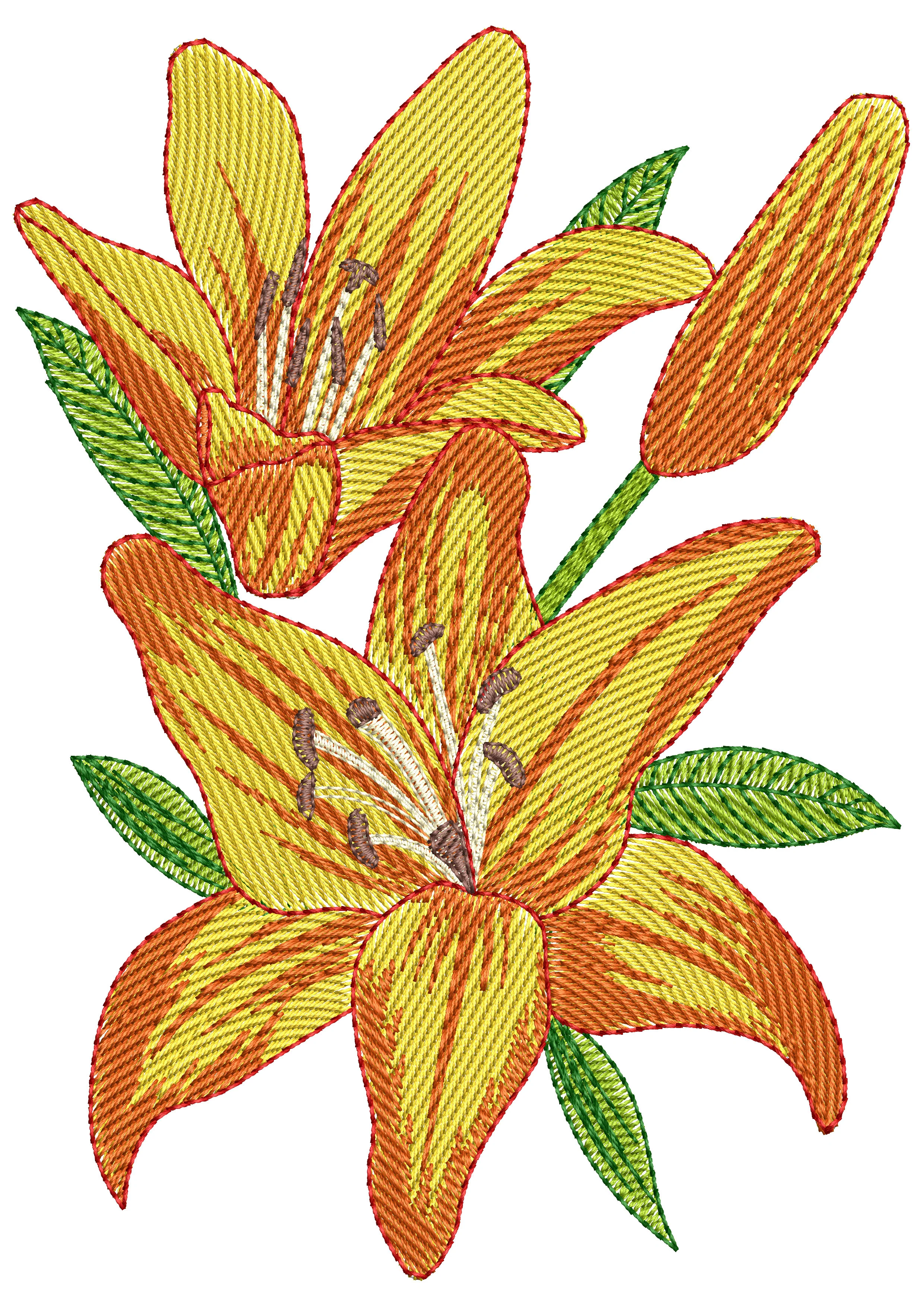 Rust Flower Embroidery Design