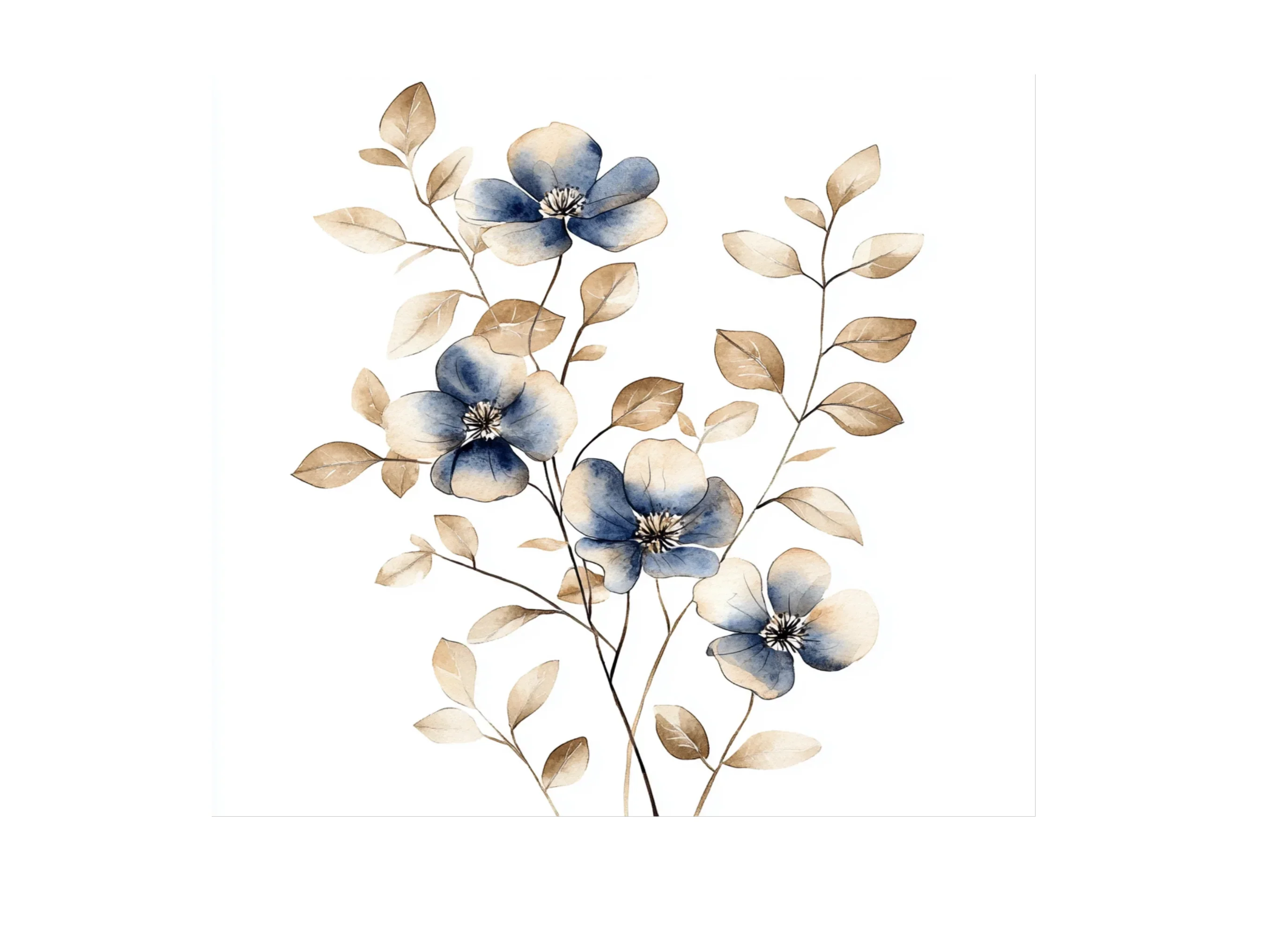 Rustic Blue and Brown Floral Clipart Bundle - Image 2