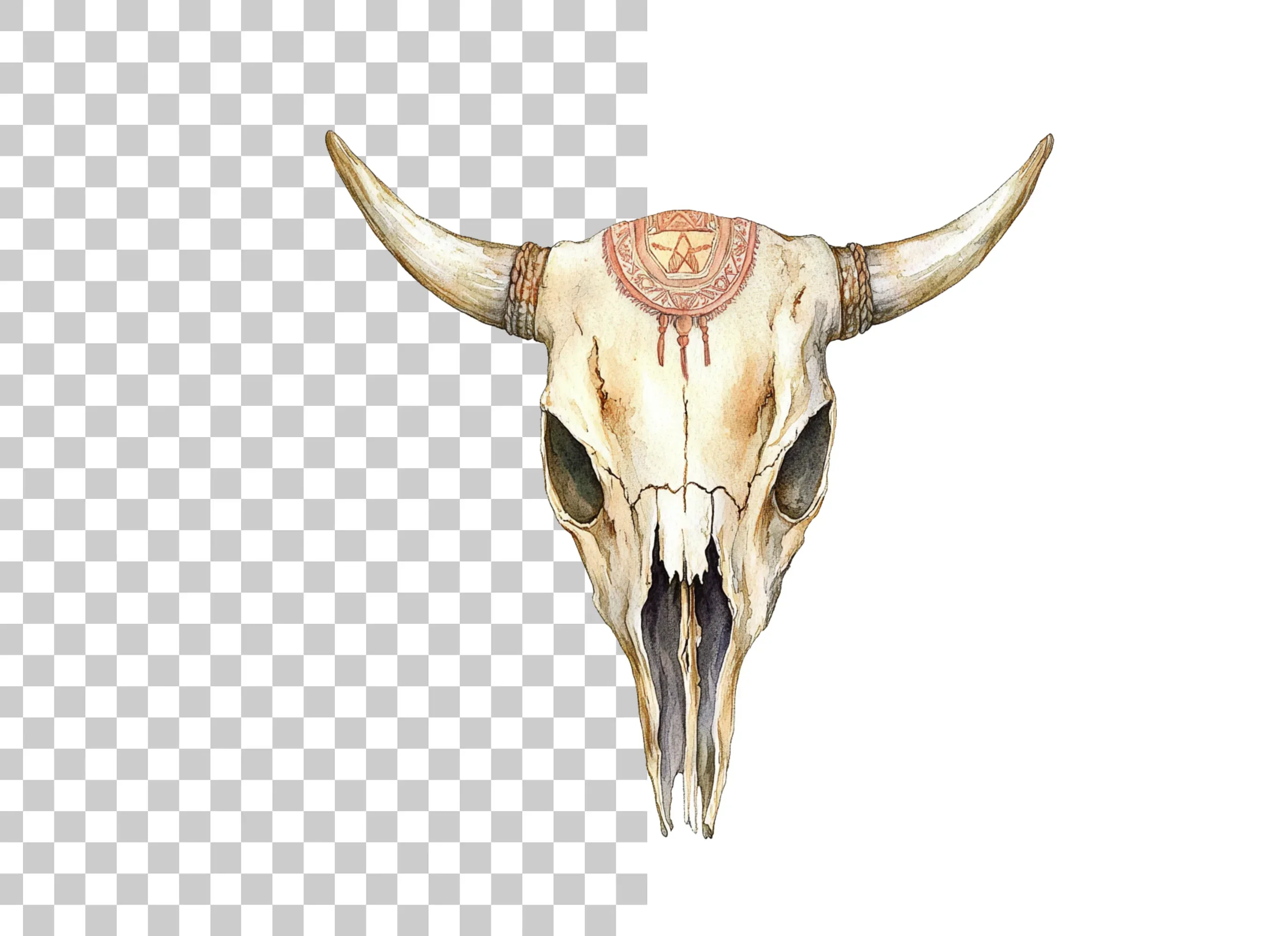 Rustic Bull Skull Clipart Bundle - Image 2
