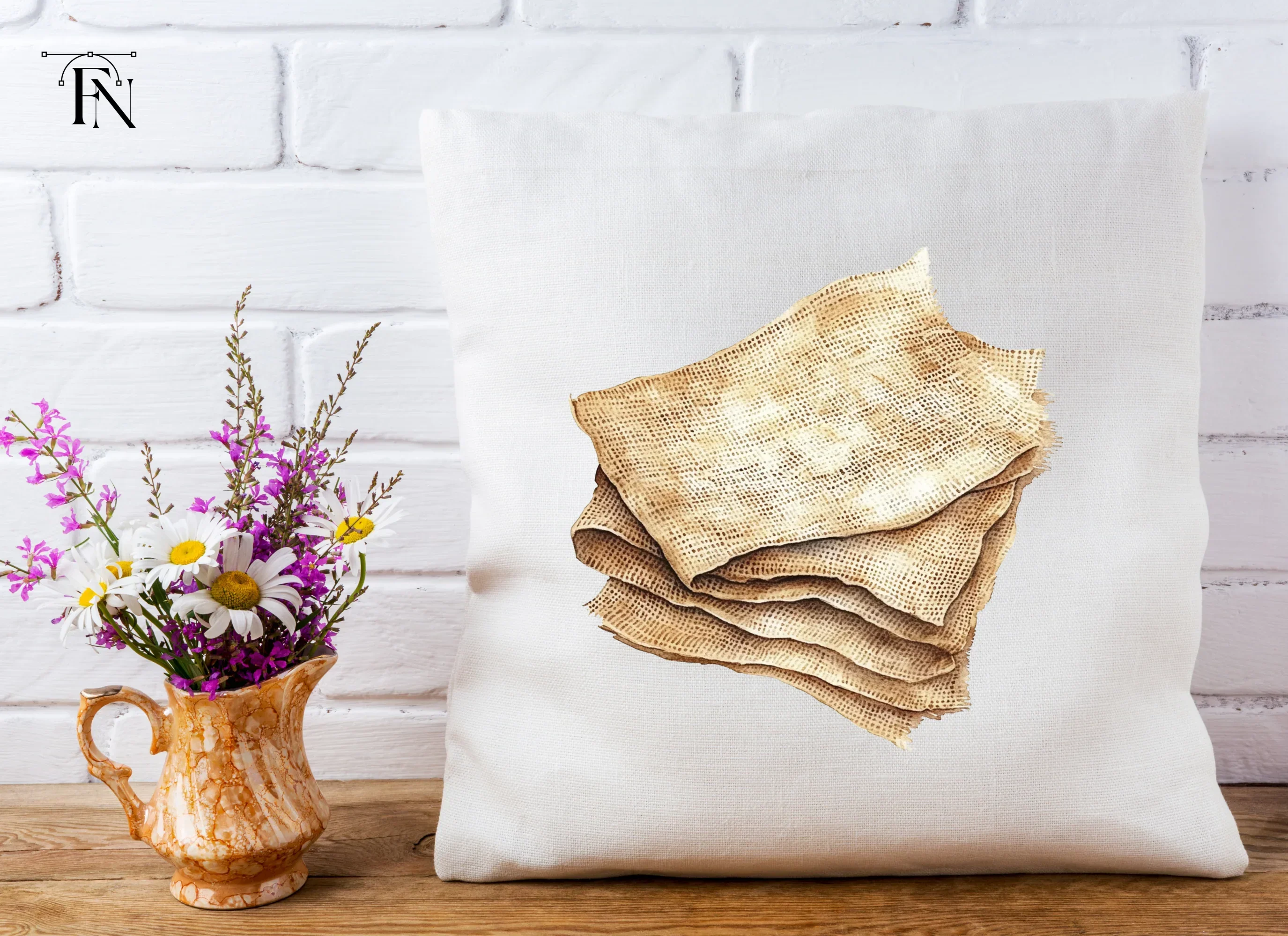 Rustic Burlap Fabric Clipart Bundle - Image 5