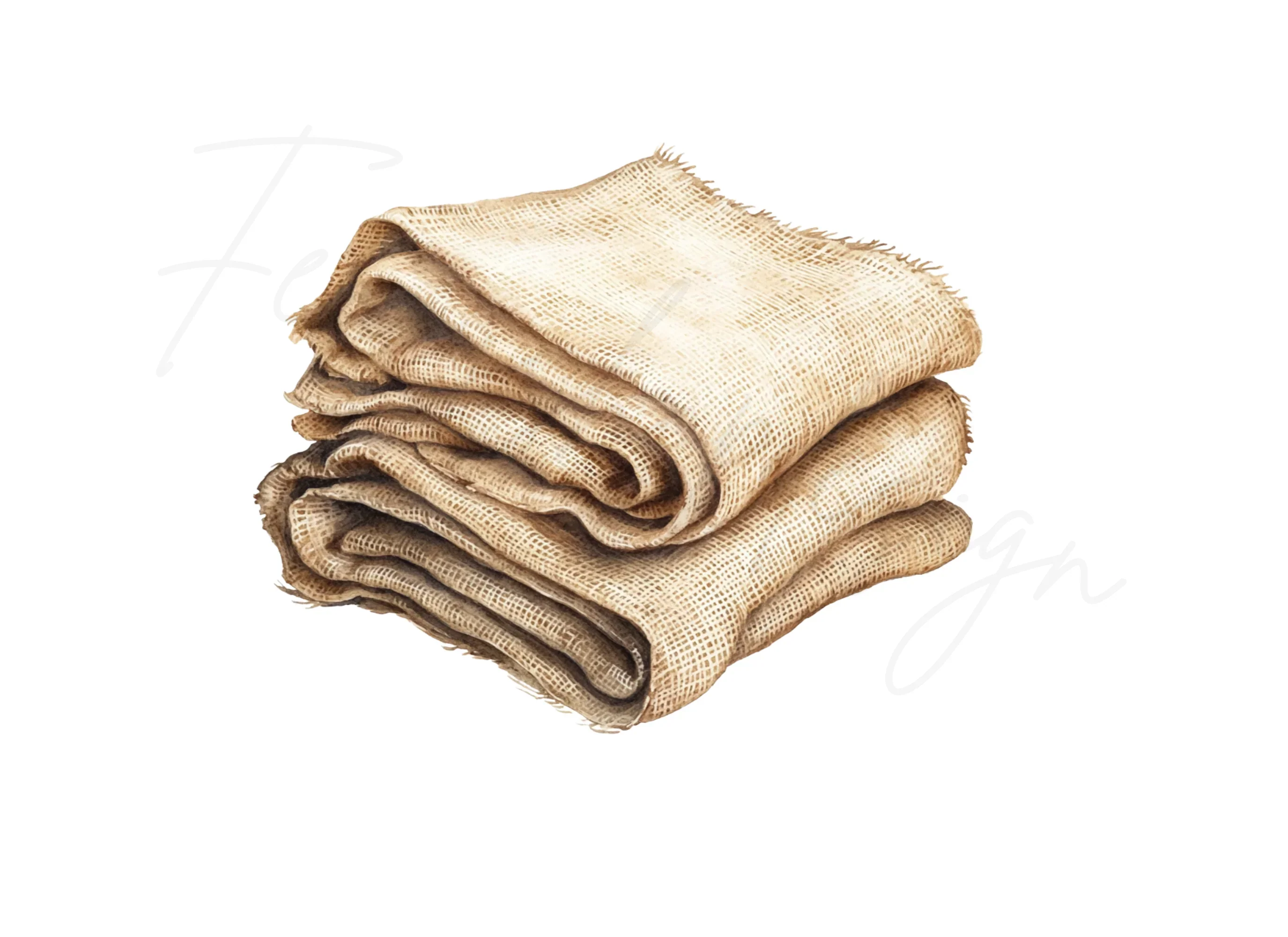 Rustic Burlap Fabric Stack Clipart Bundle - Image 3