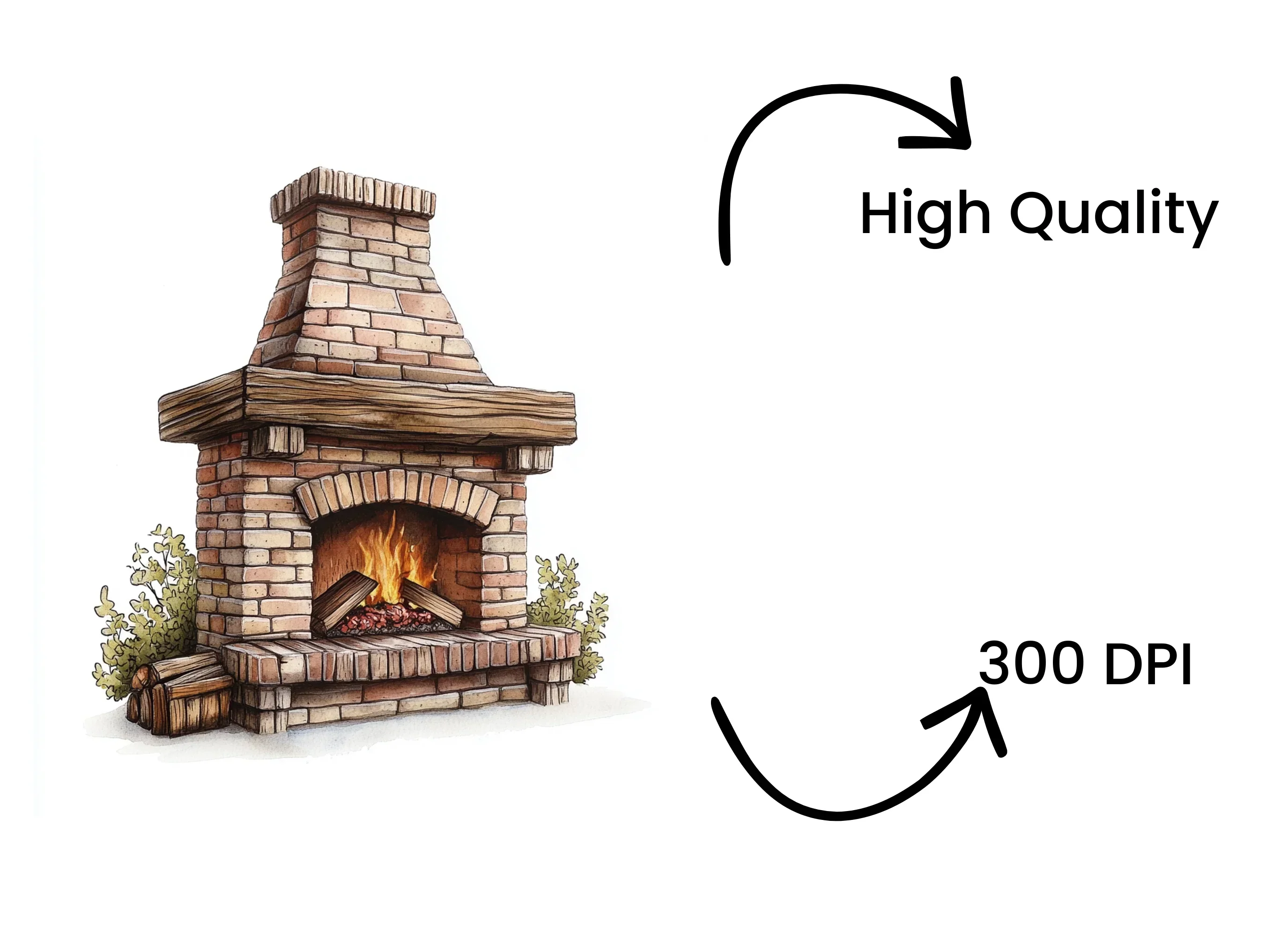 Rustic Fireplace Clipart Bundle - Image 4