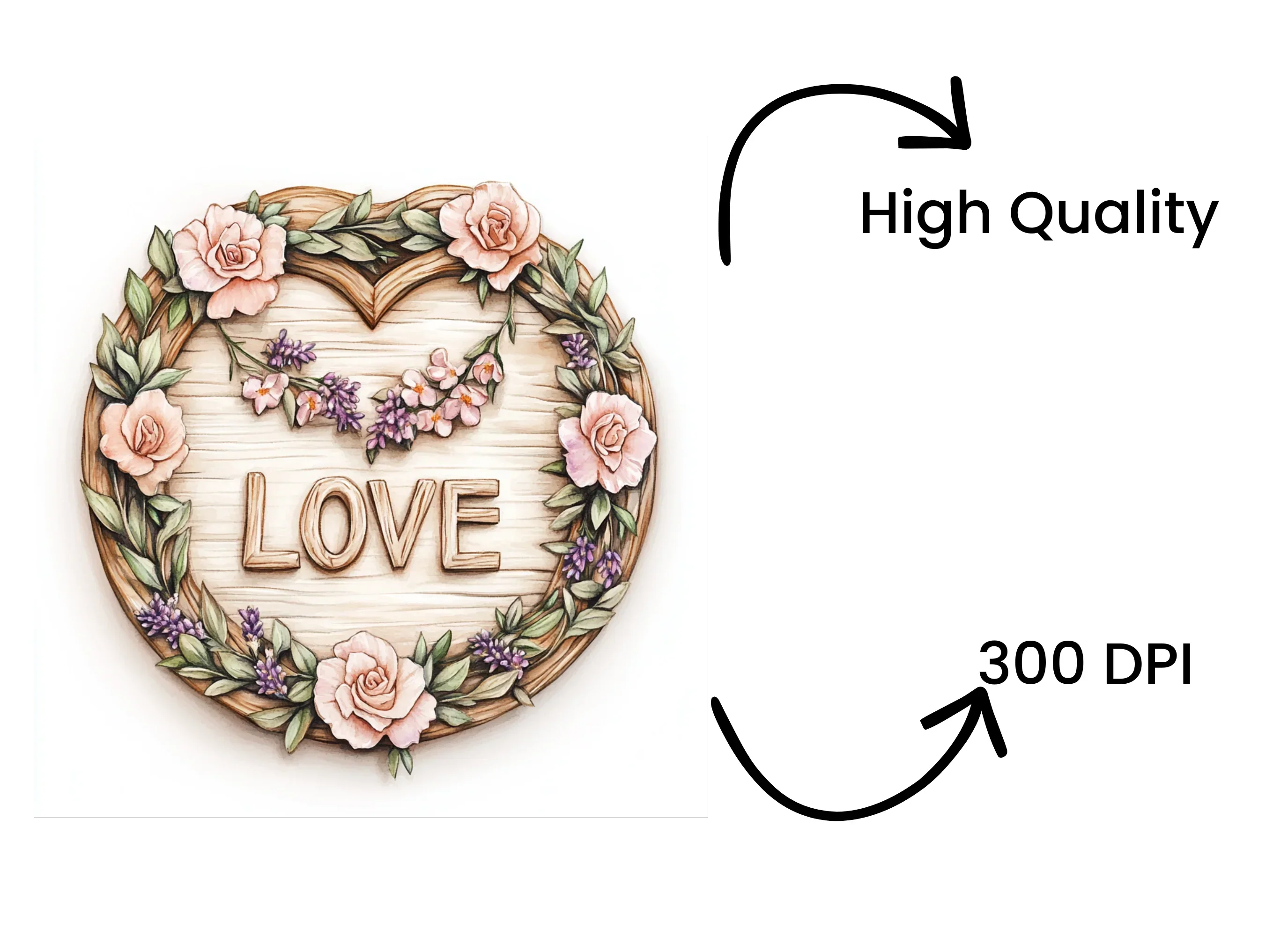 Rustic Floral Love Heart Clipart Bundle - Image 4