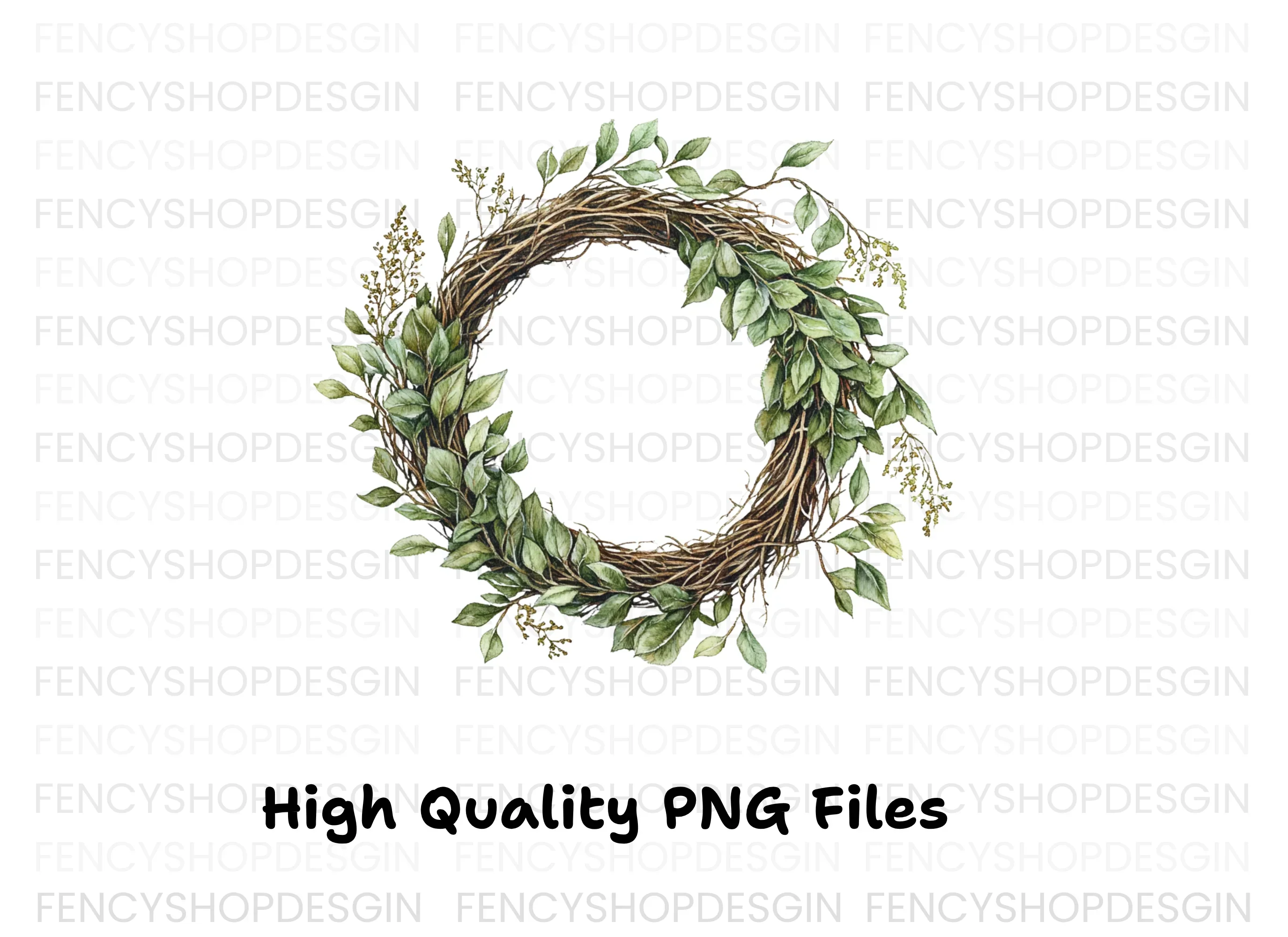 Rustic Greenery Wreath Clipart Bundle - Image 3