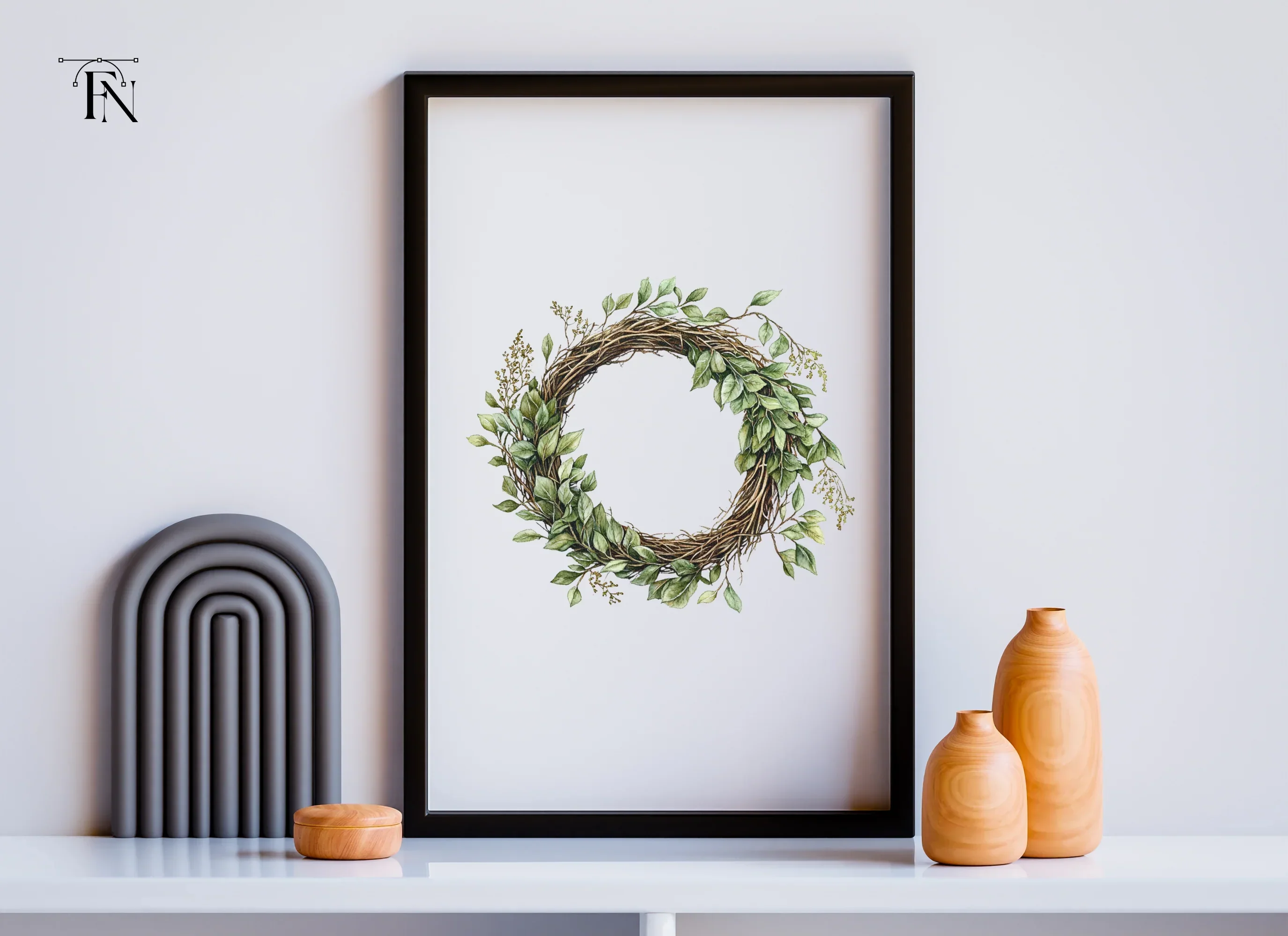 Rustic Greenery Wreath Clipart Bundle - Image 6