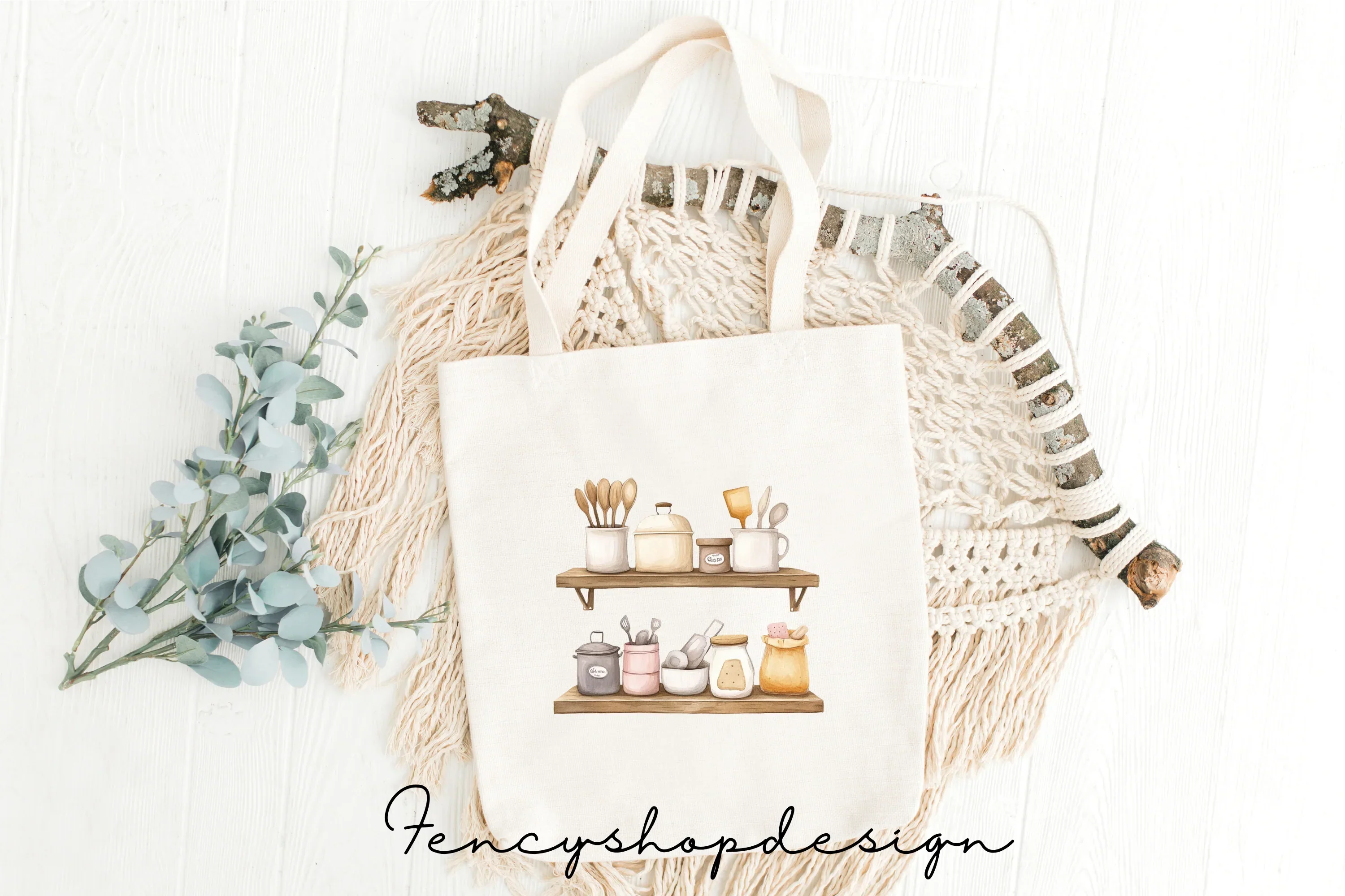 Rustic Kitchen Shelf Clipart Bundle - Image 9