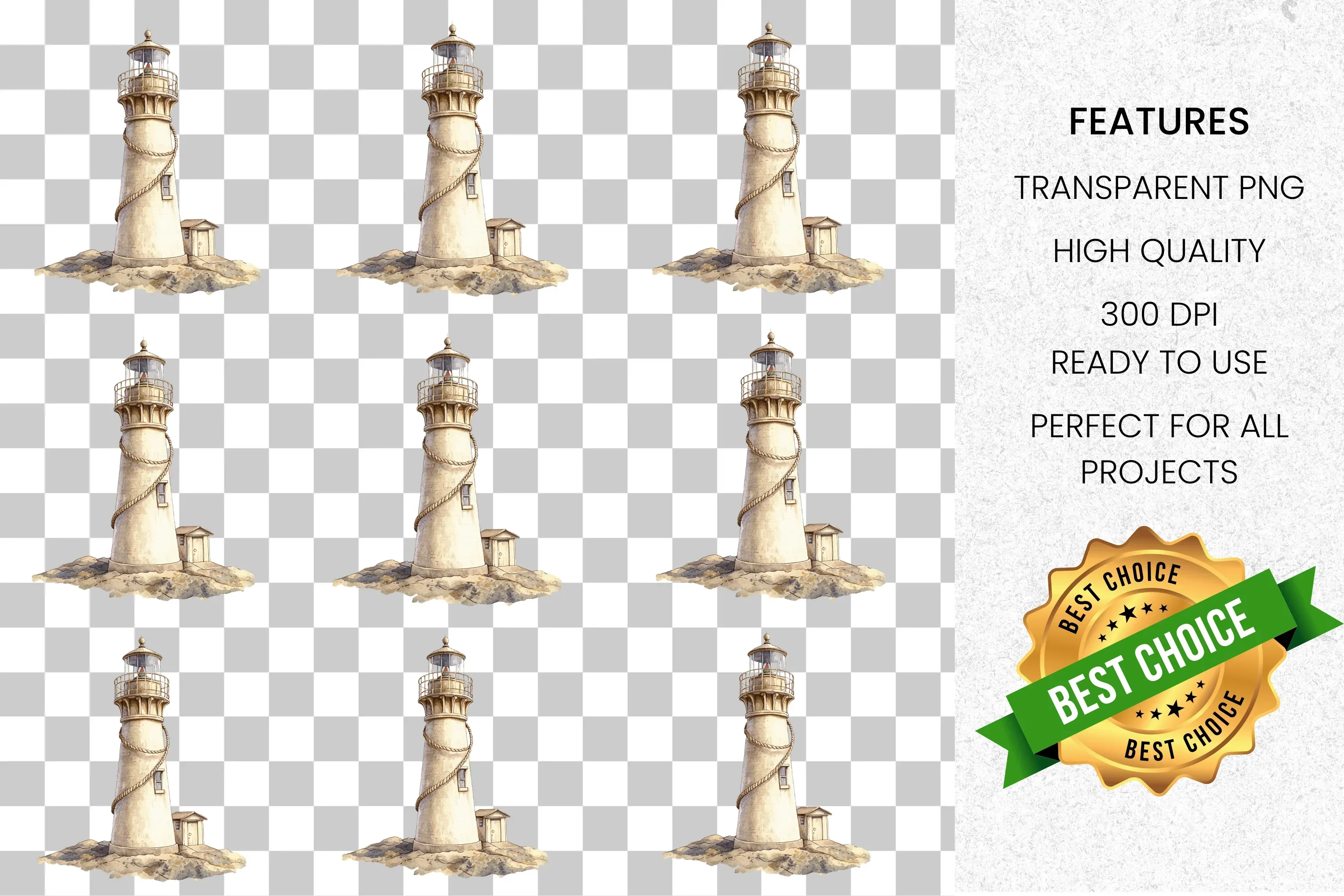 Rustic Lighthouse Clipart Bundle - Image 8