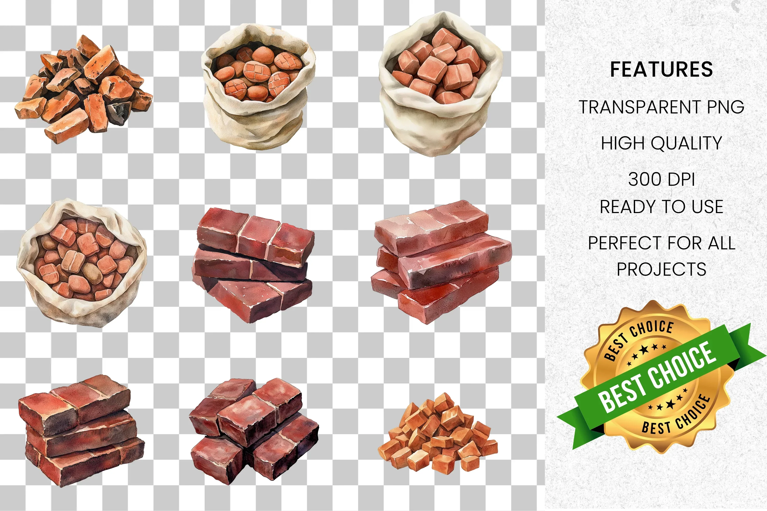 Rustic Nuts Bricks Clipart Bundle - Image 2
