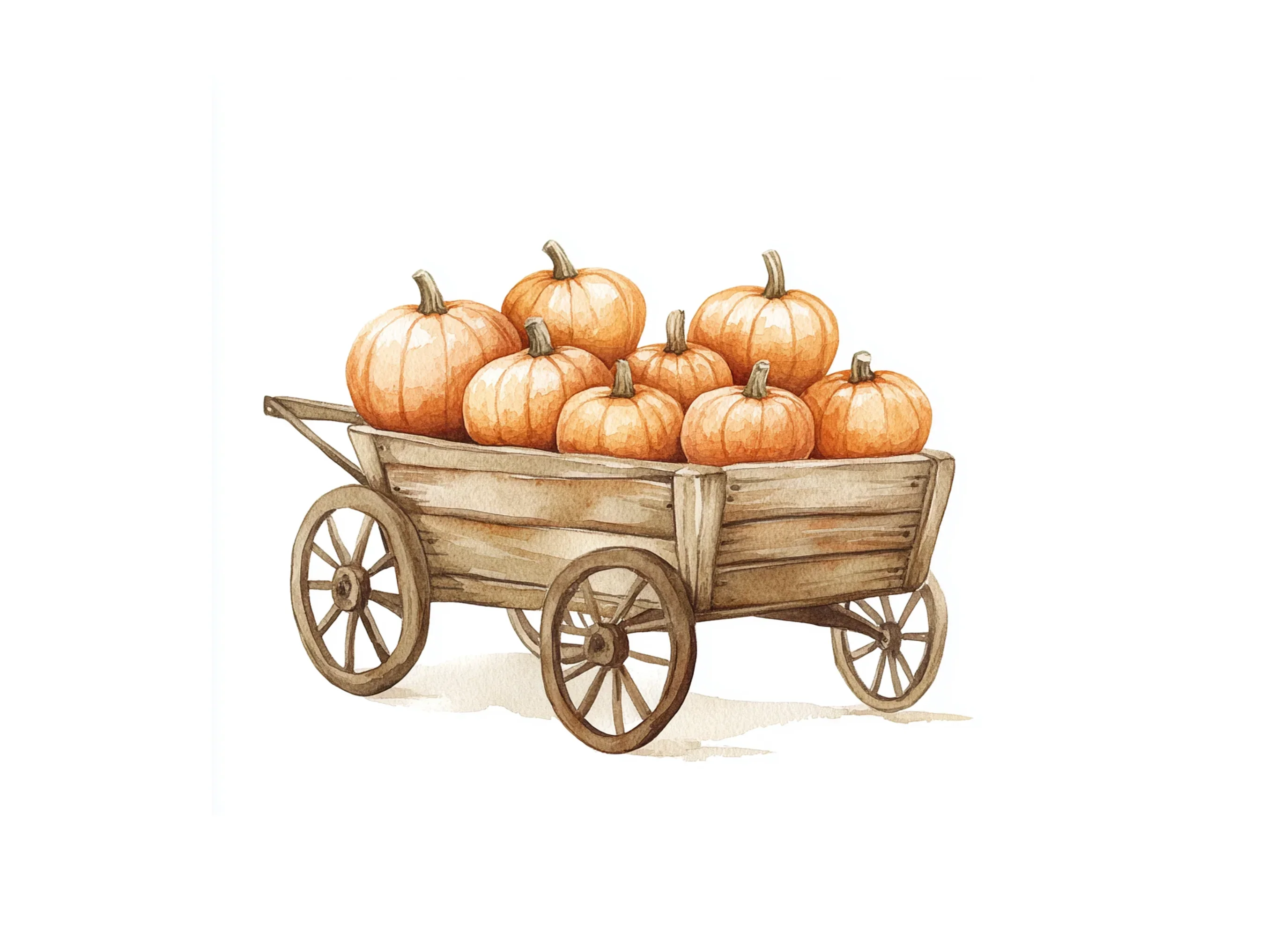 Rustic Pumpkin Wagon Clipart Bundle - Image 2