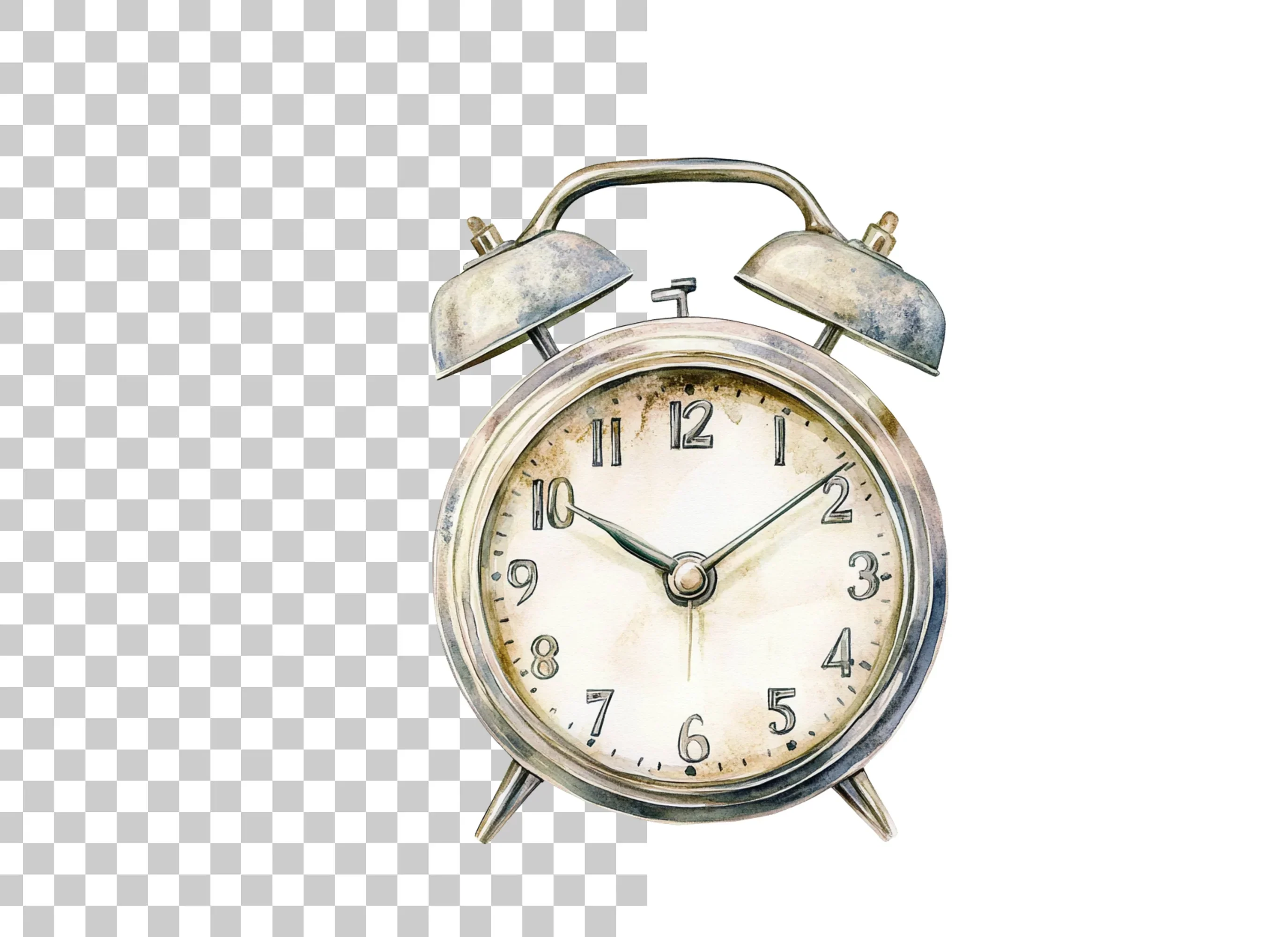 Rustic Silver Alarm Clock Clipart Bundle - Image 2