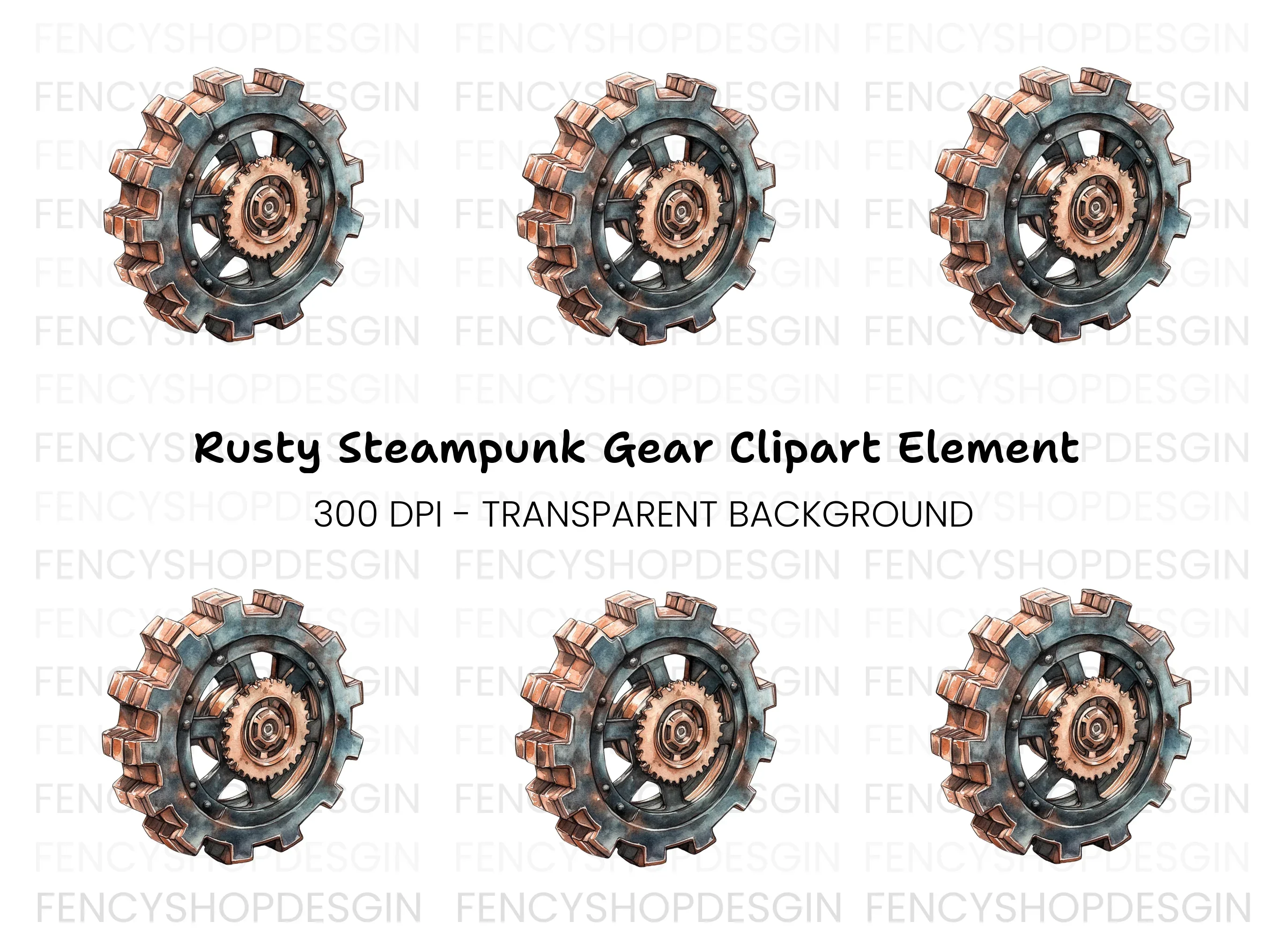 Rustic Steampunk Gear Clipart Bundle