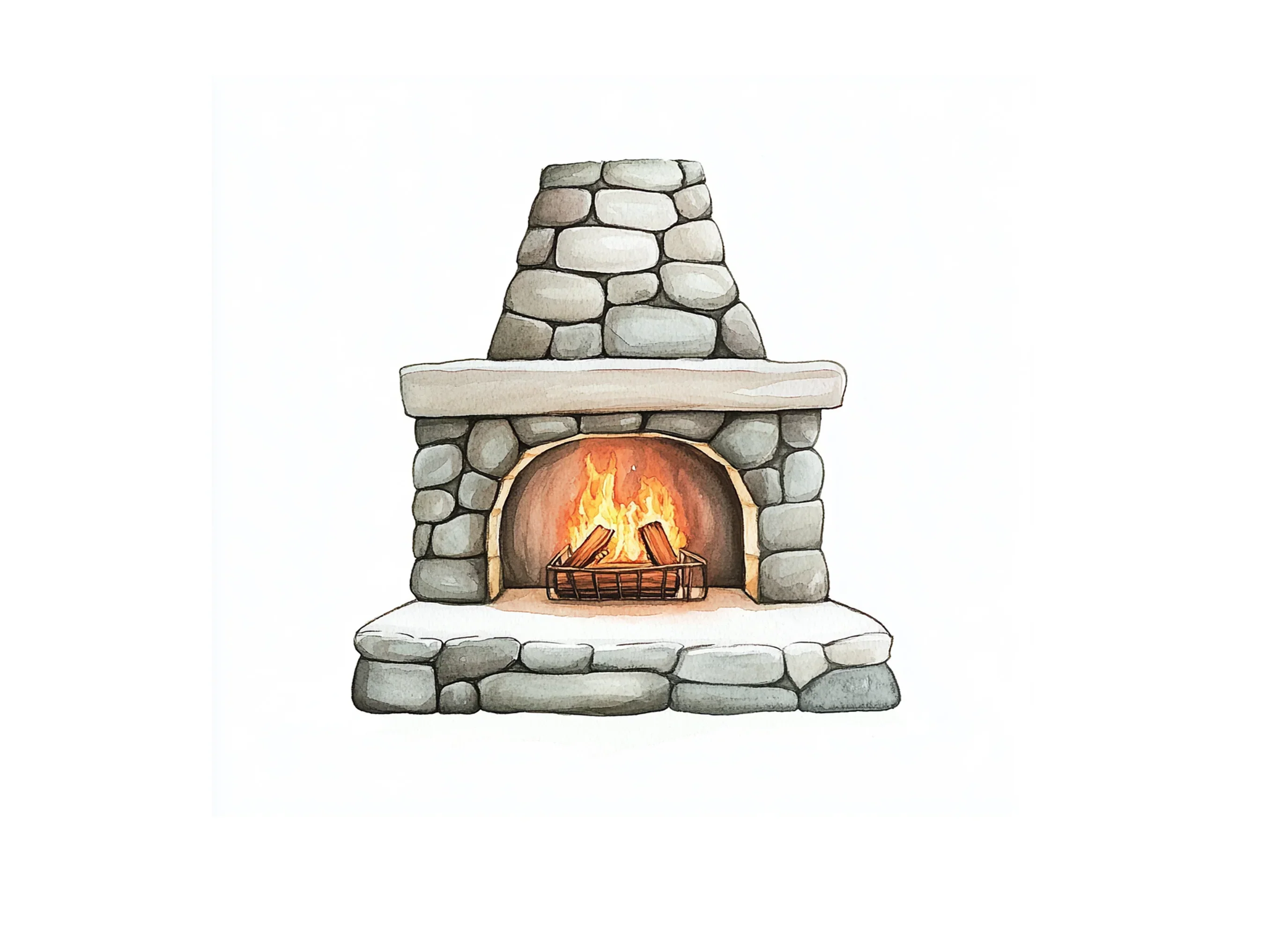Rustic Stone Fireplace Clipart Bundle - Image 2