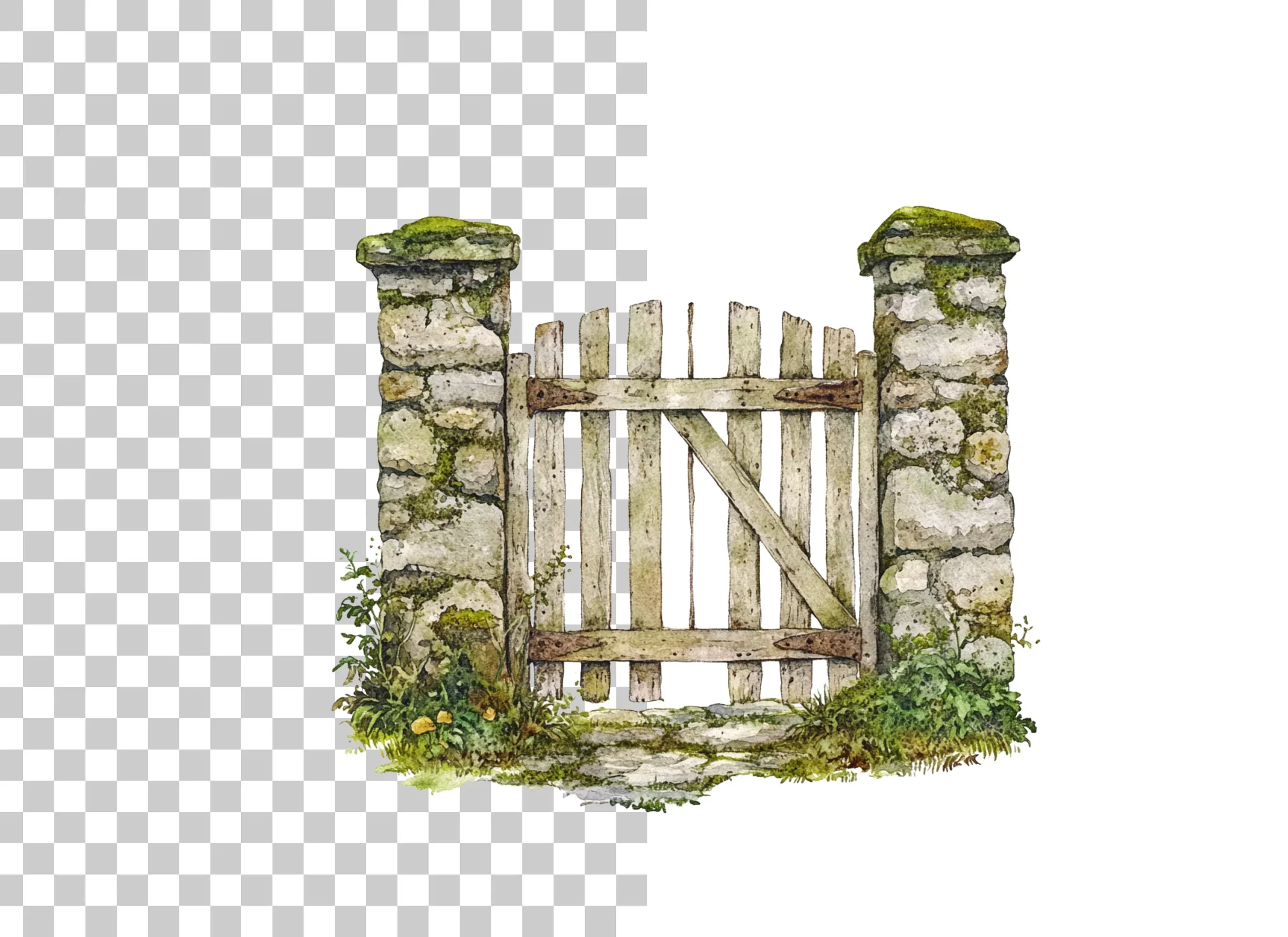 Rustic Stone Gate Clipart Bundle - Image 2