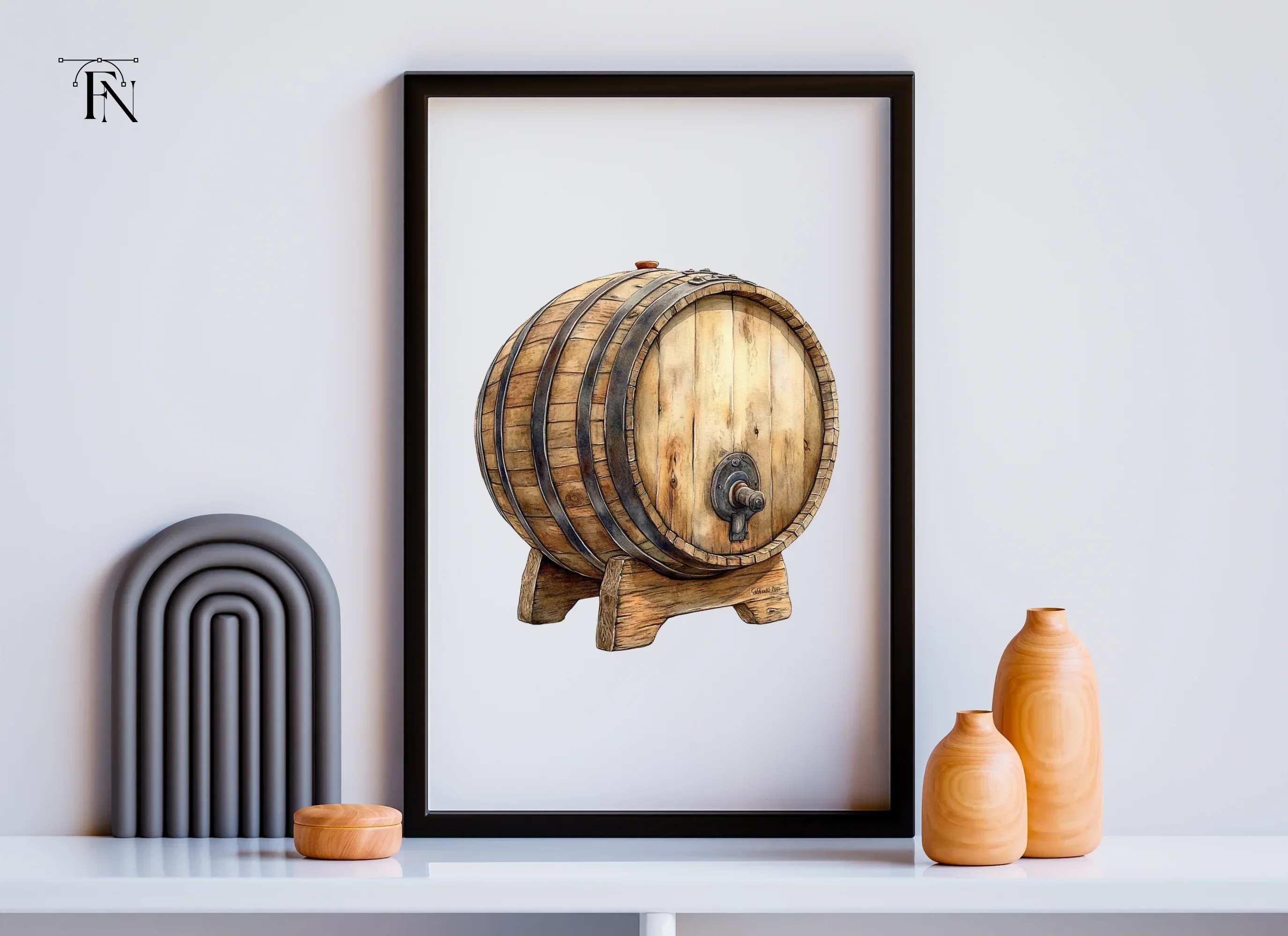 Rustic Wooden Barrels Clipart Bundle - Image 3