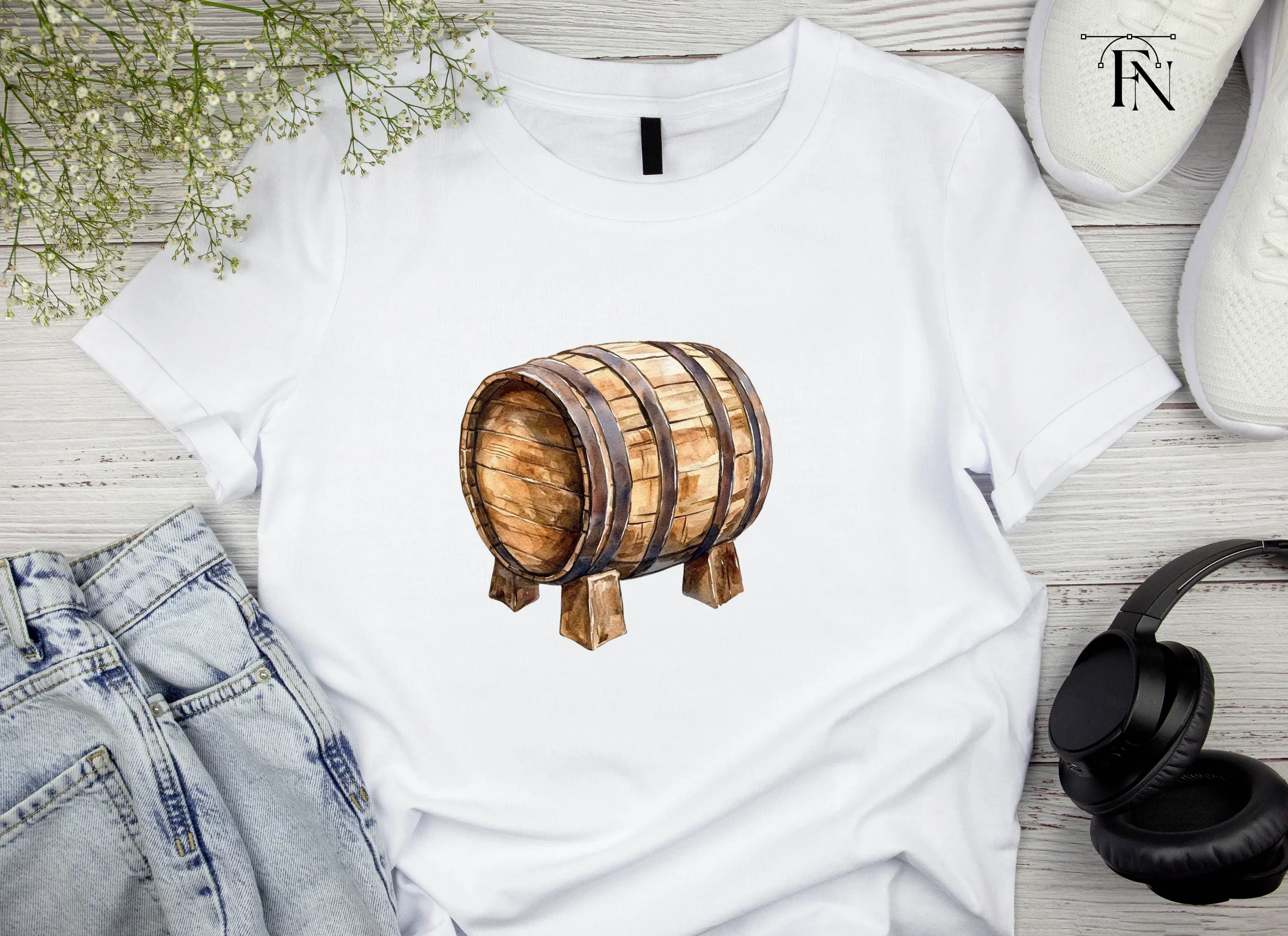 Rustic Wooden Barrels Clipart Bundle - Image 5