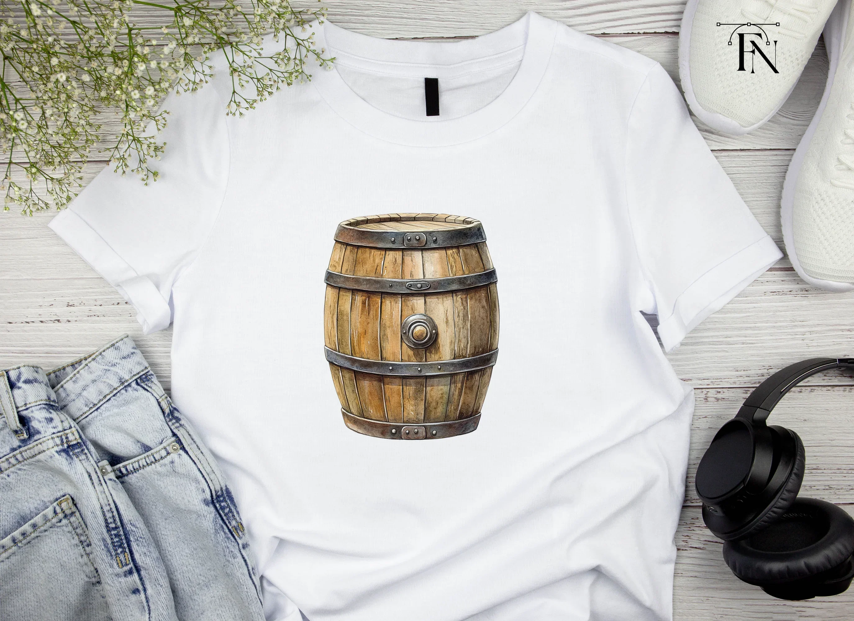 Rustic Wooden Barrels Clipart Bundle - Image 5