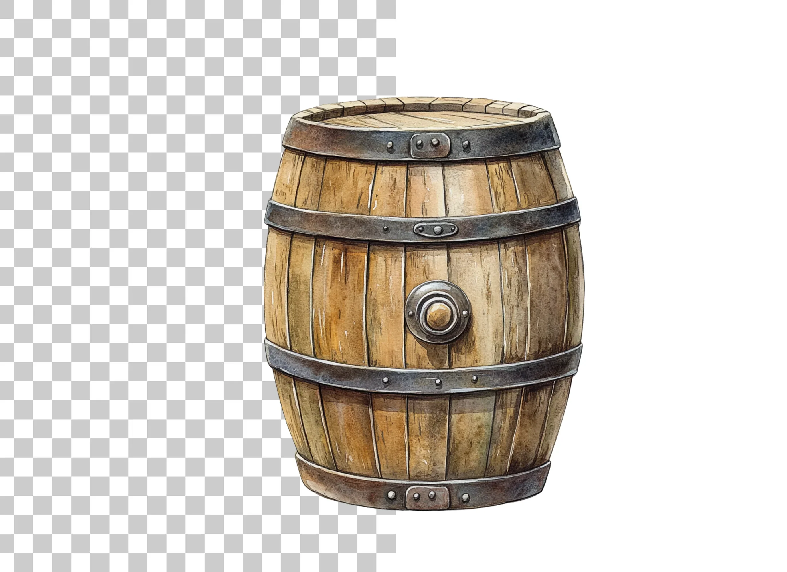 Rustic Wooden Barrels Clipart Bundle - Image 6