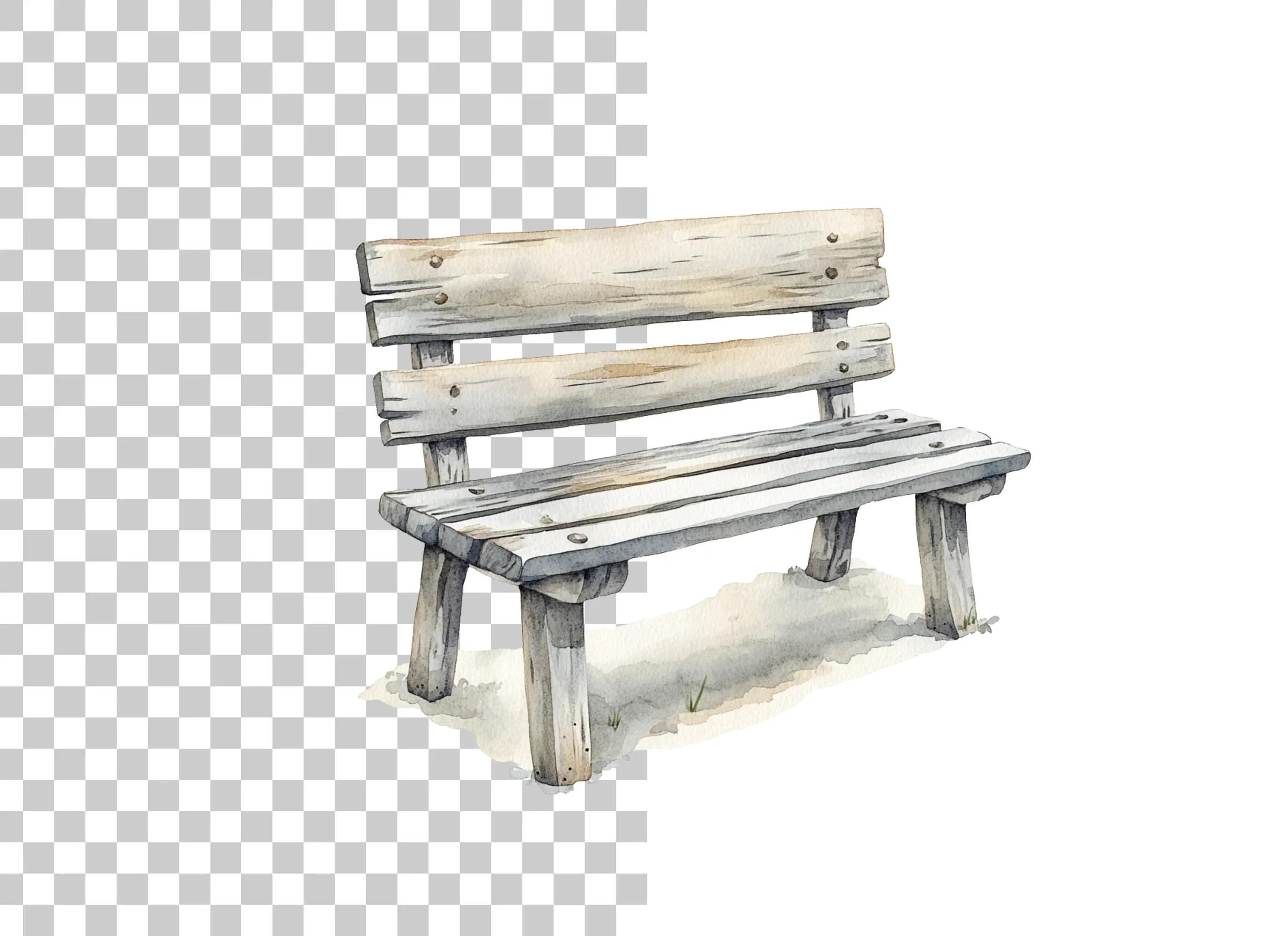 Rustic Wooden Bench Clipart Bundle - Image 6