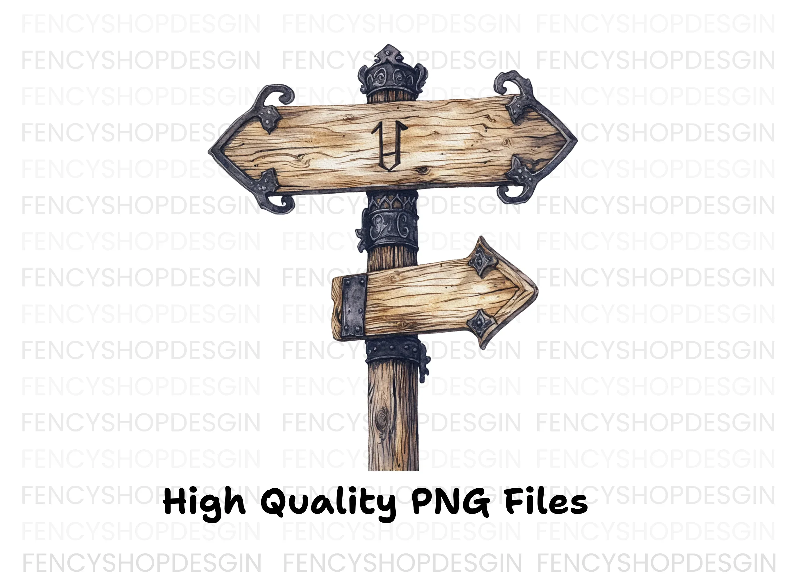 Rustic Wooden Directional Sign Clipart Bundle - Image 3