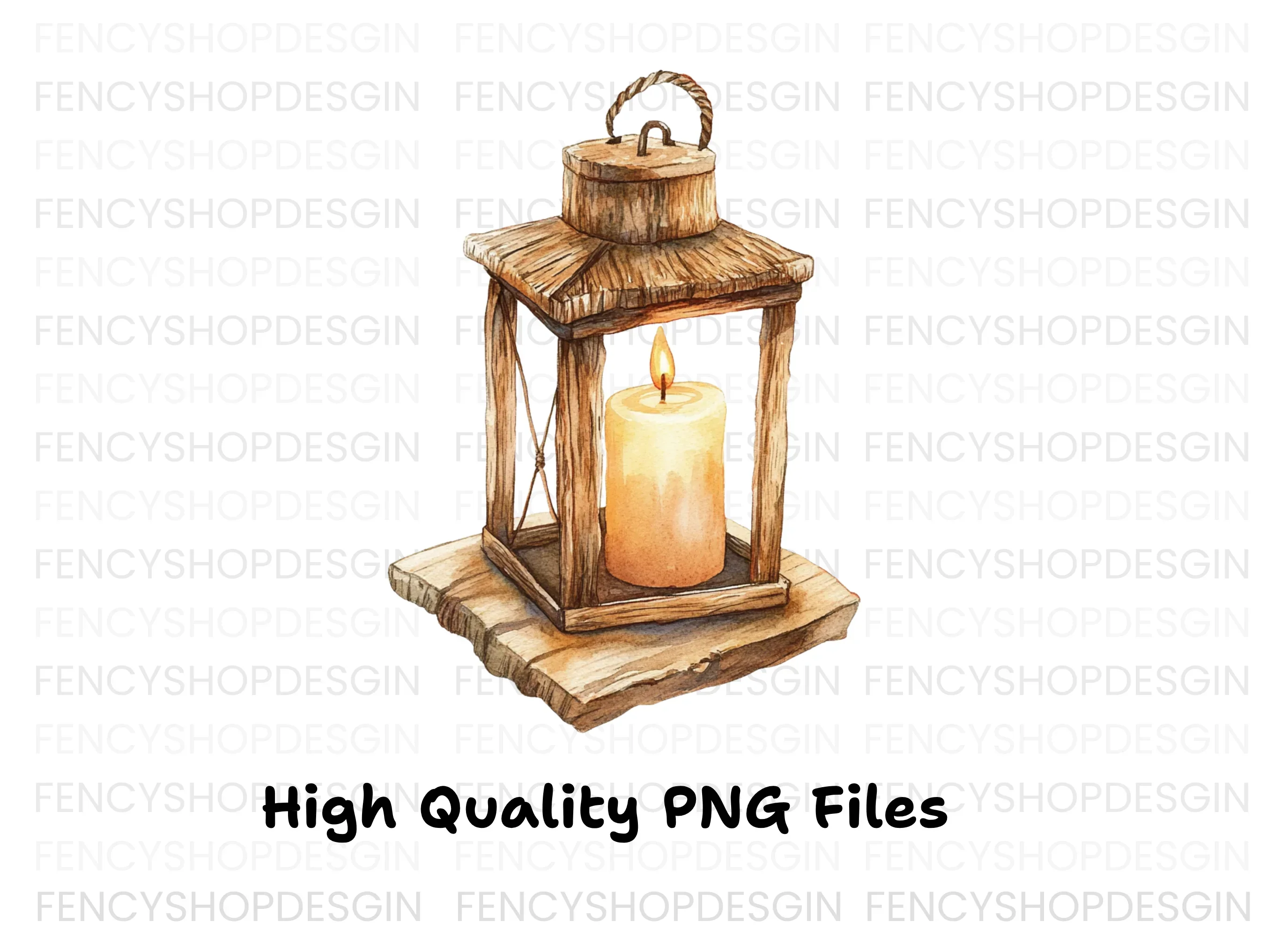 Rustic Wooden Lantern Clipart Bundle - Image 3