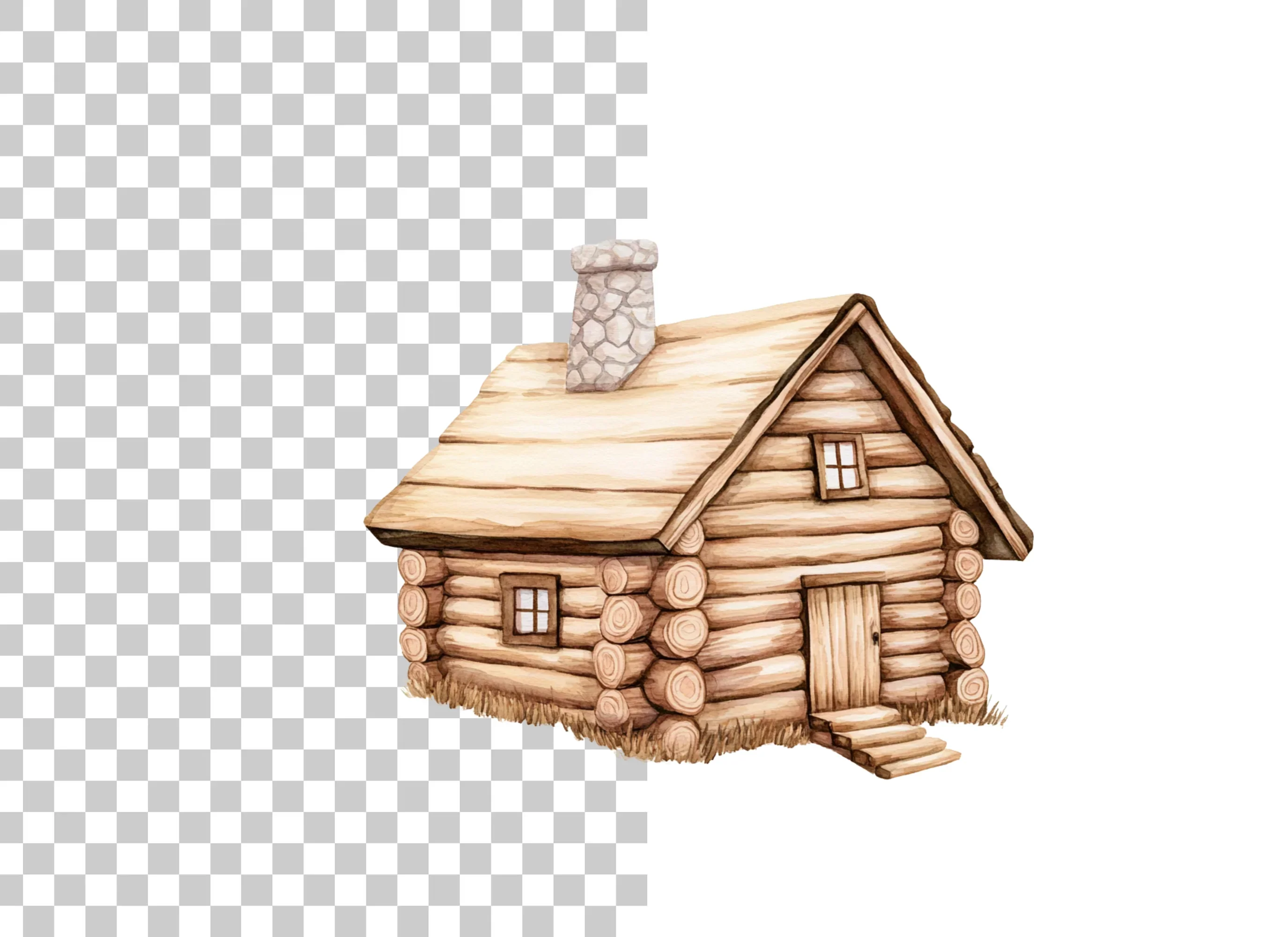 Rustic Wooden Log Cabin Clipart Bundle - Image 2