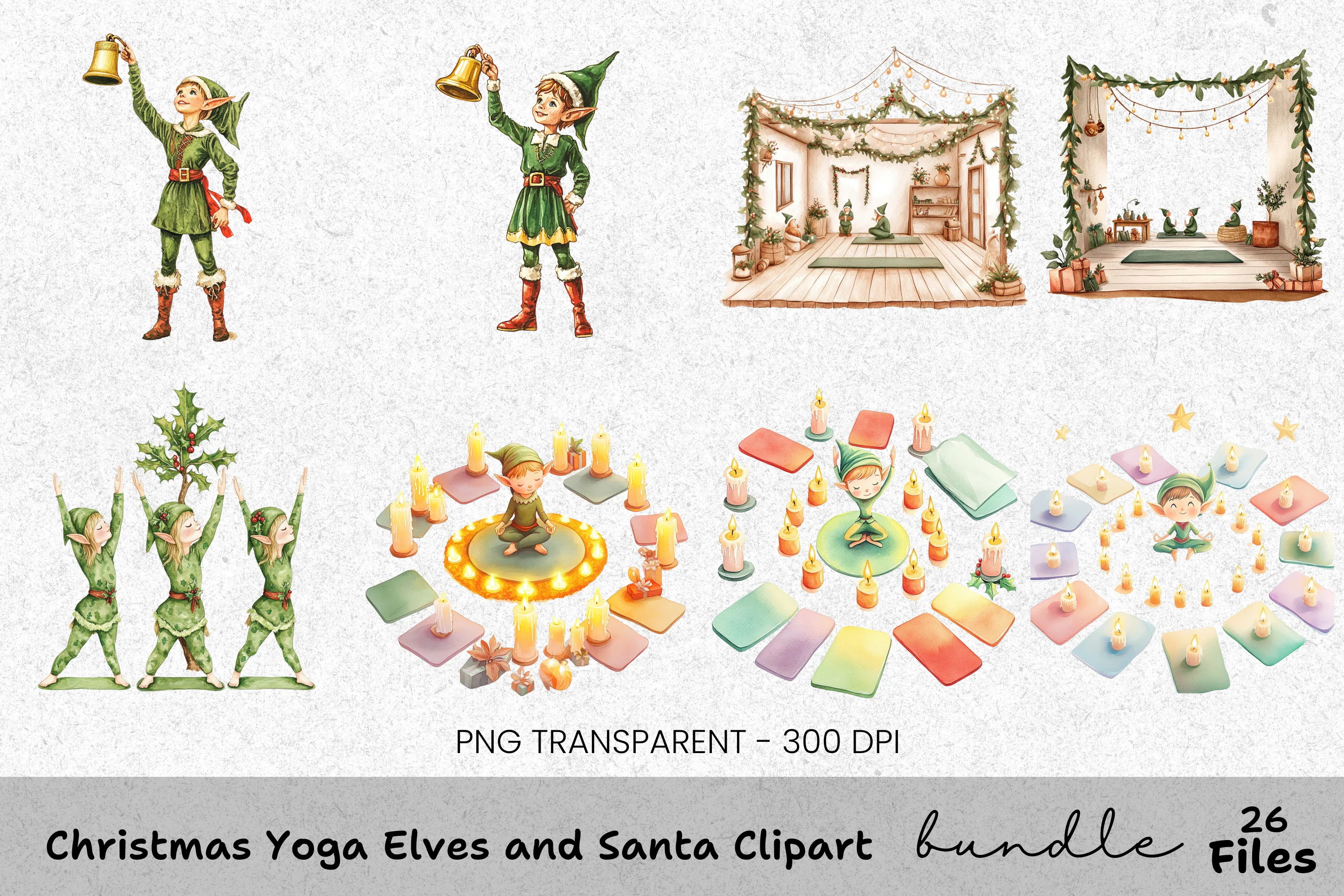 Santa and Christmas Decor Clipart Bundle