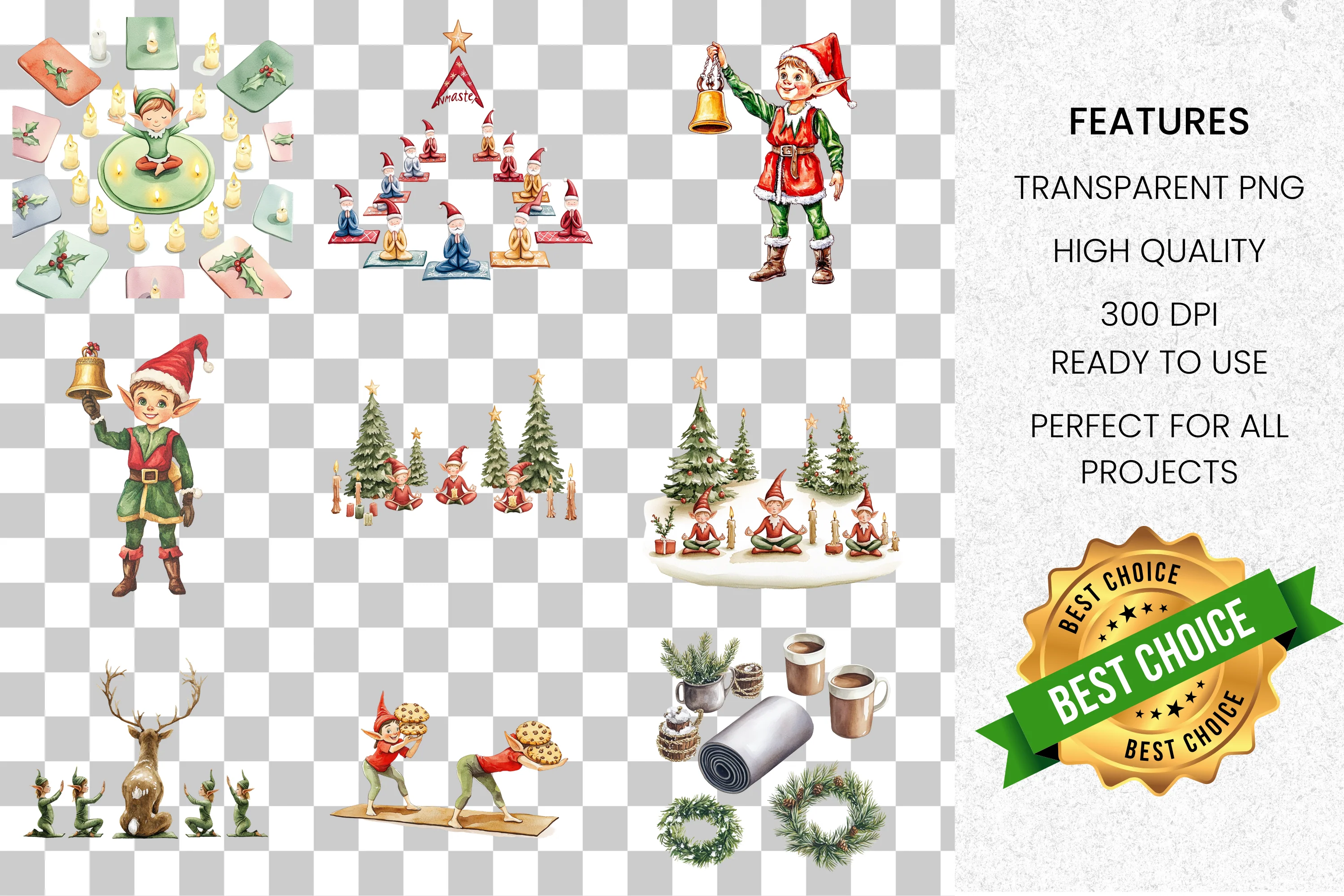 Santa and Christmas Decor Clipart Bundle - Image 2