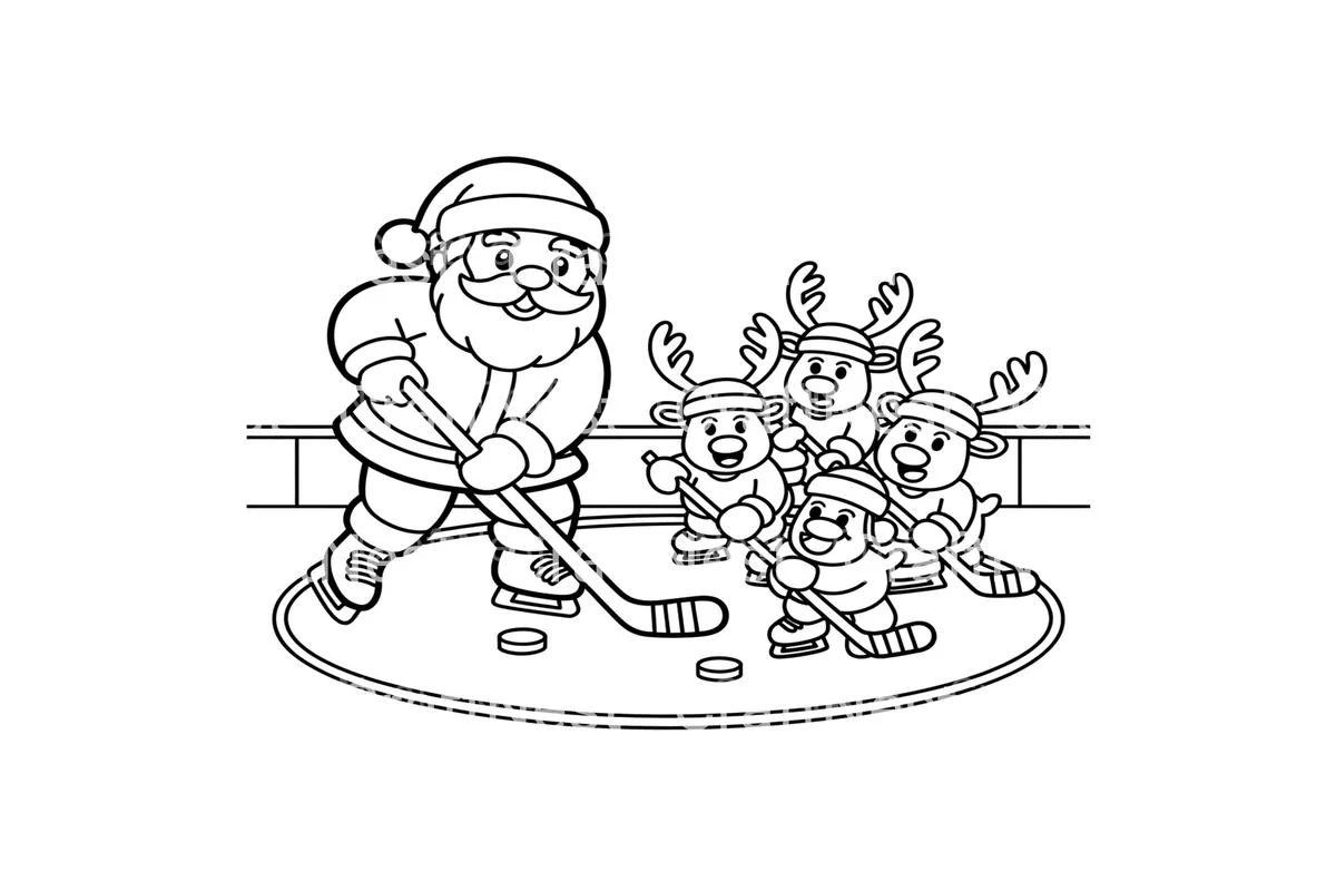 Santa Claus Hockey Coloring Books - Image 3