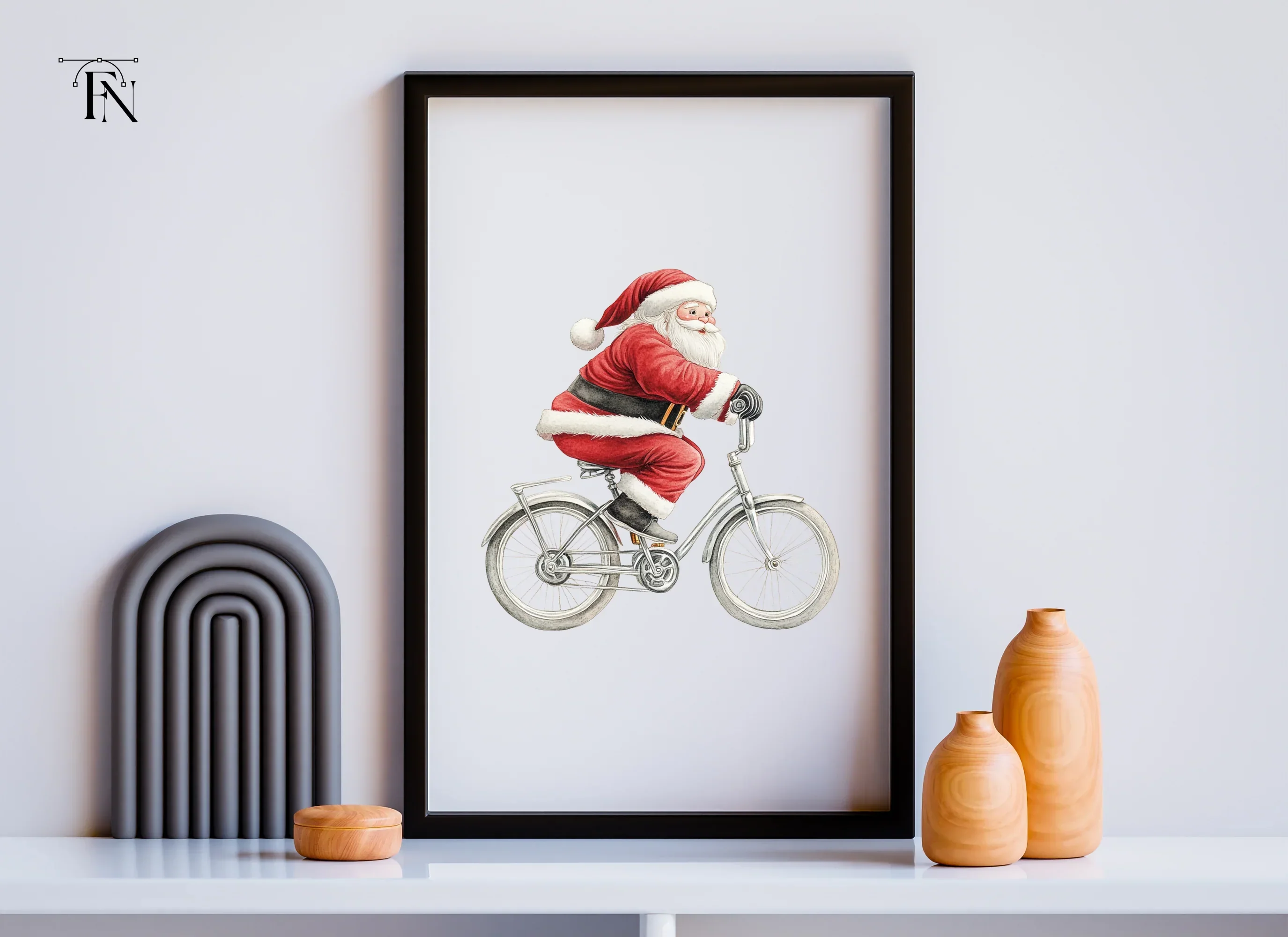 Santa Claus Riding Bicycle Clipart Bundle - Image 2