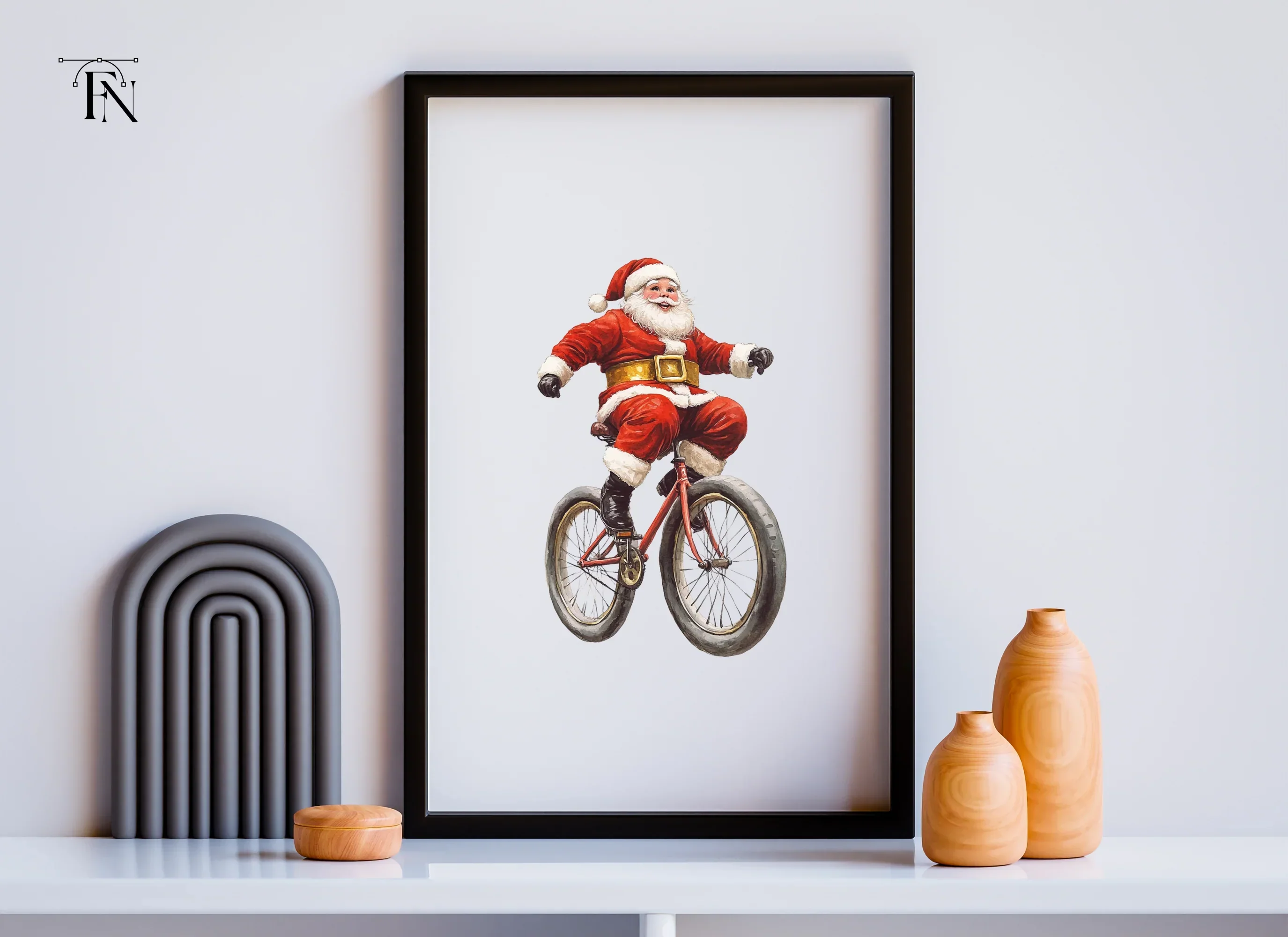 Santa Claus Riding Bicycle Clipart Bundle - Image 6