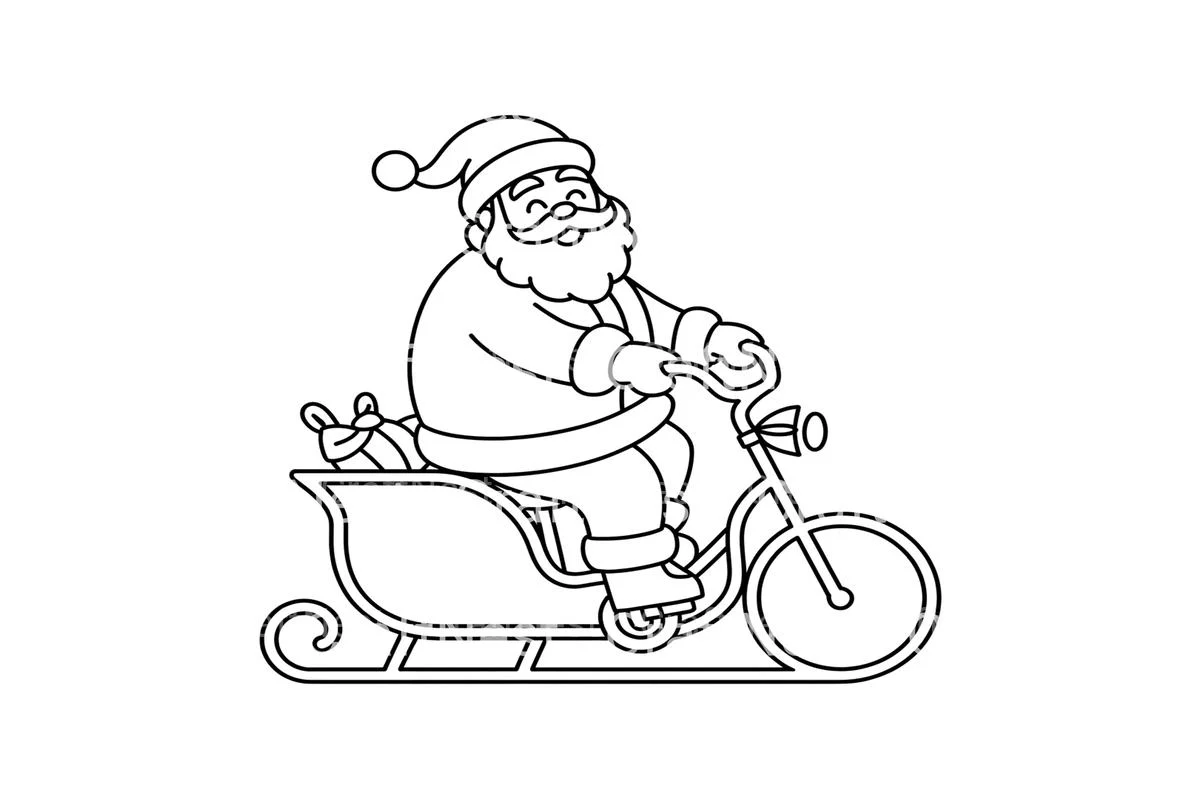 Santa on Sleigh BikeFun Coloring Books - Image 3