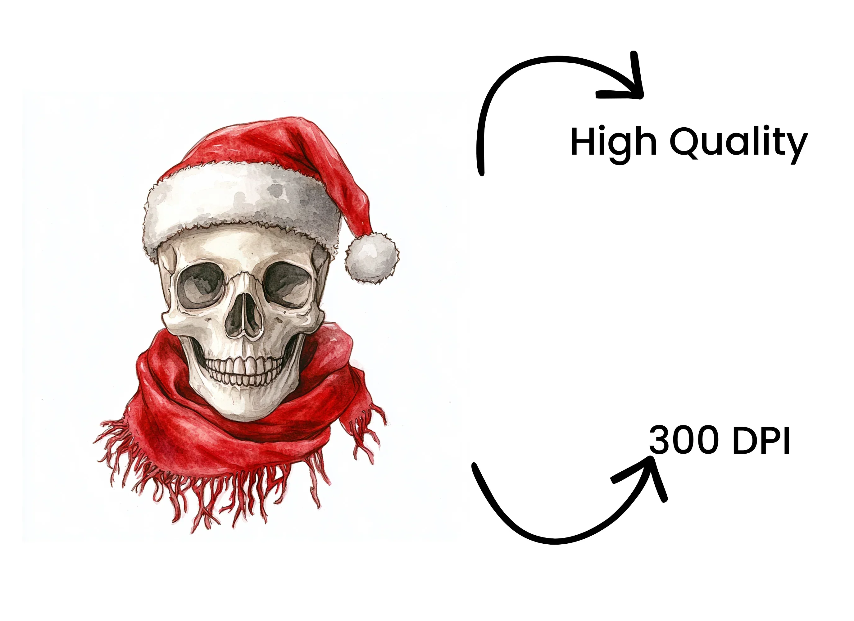 Santa Skulls with Scarves Clipart Bundle - Image 4