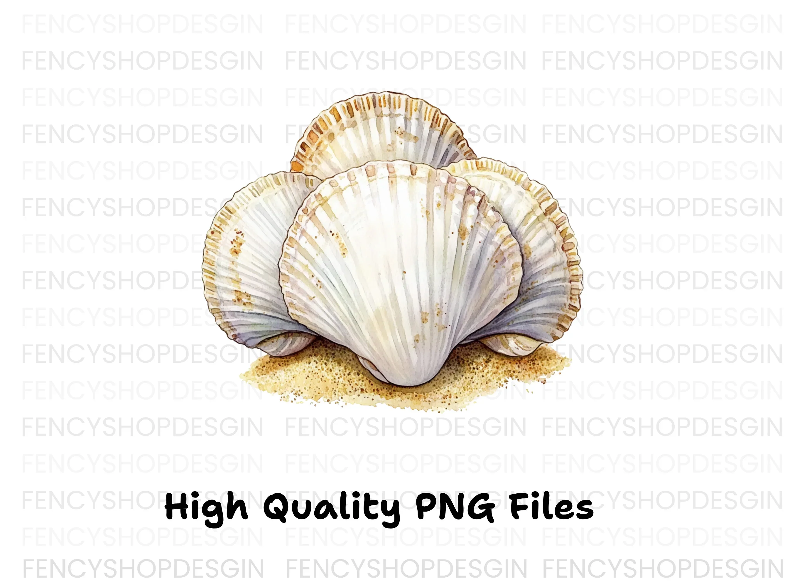 Scallop Shells on Sandy Base Clipart Bundle - Image 3
