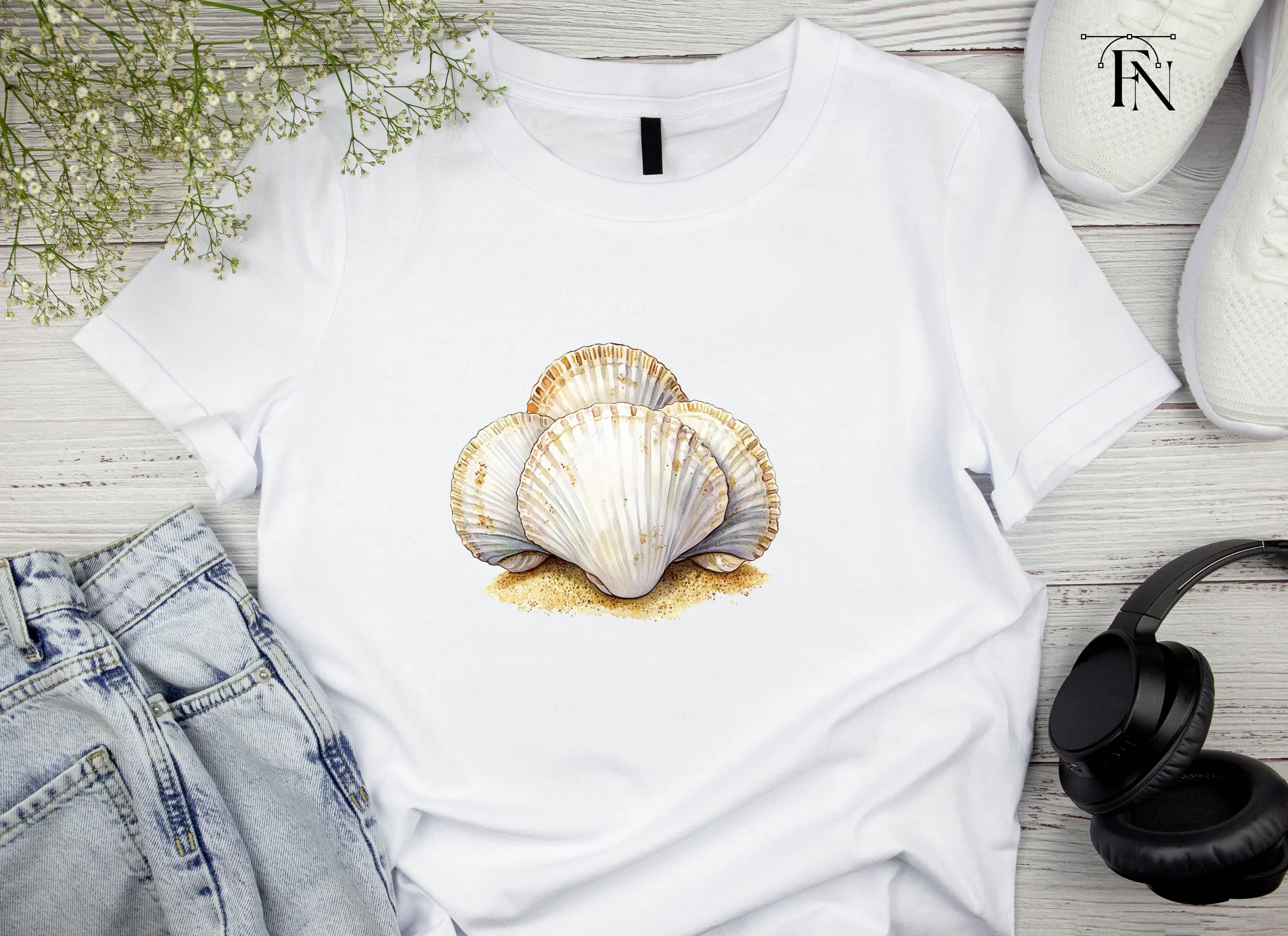 Scallop Shells on Sandy Base Clipart Bundle - Image 4