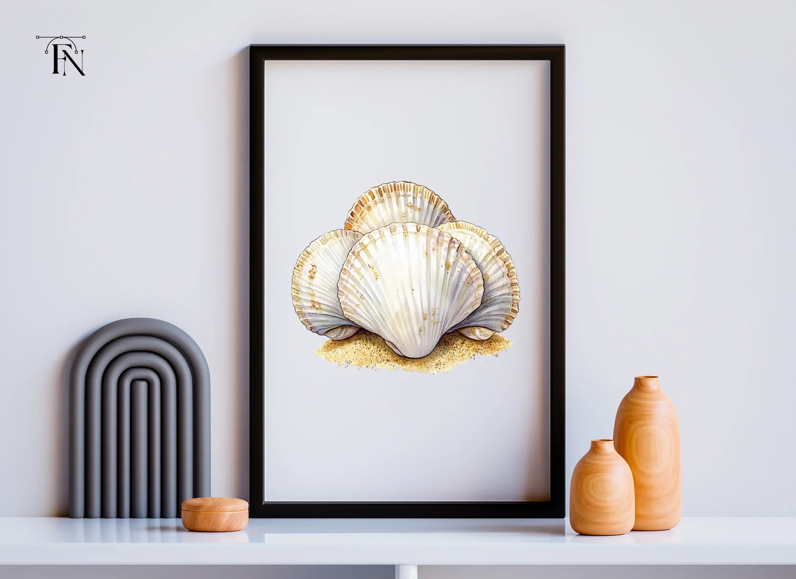 Scallop Shells on Sandy Base Clipart Bundle - Image 5