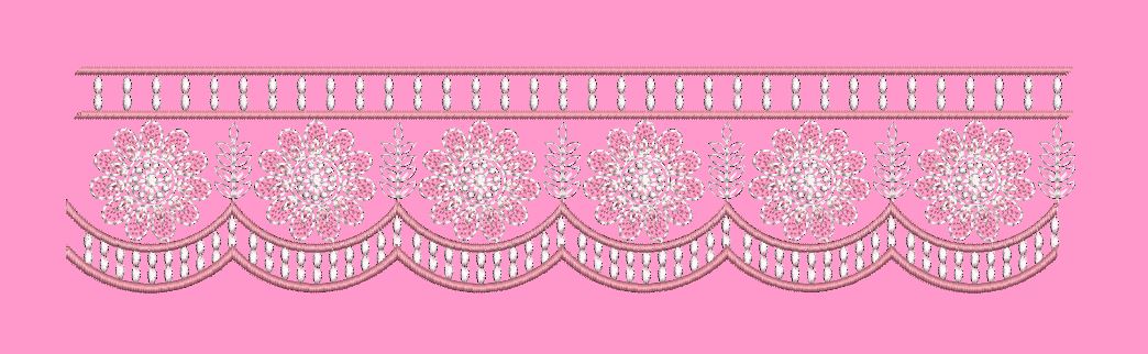 Scalloped Floral Rosette Border Embroidery Design
