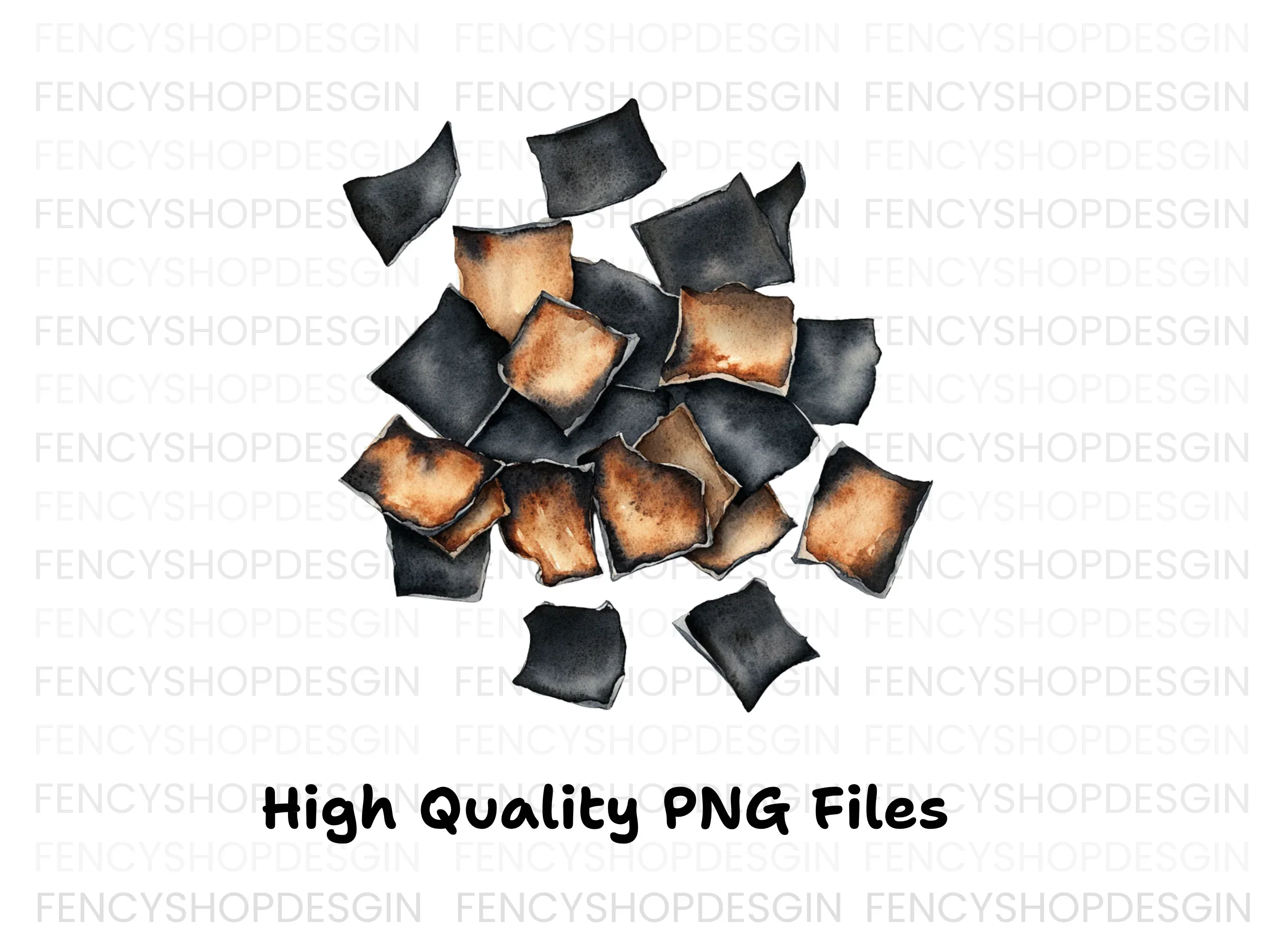Scattered Burnt Pieces Clipart Bundle - Image 3