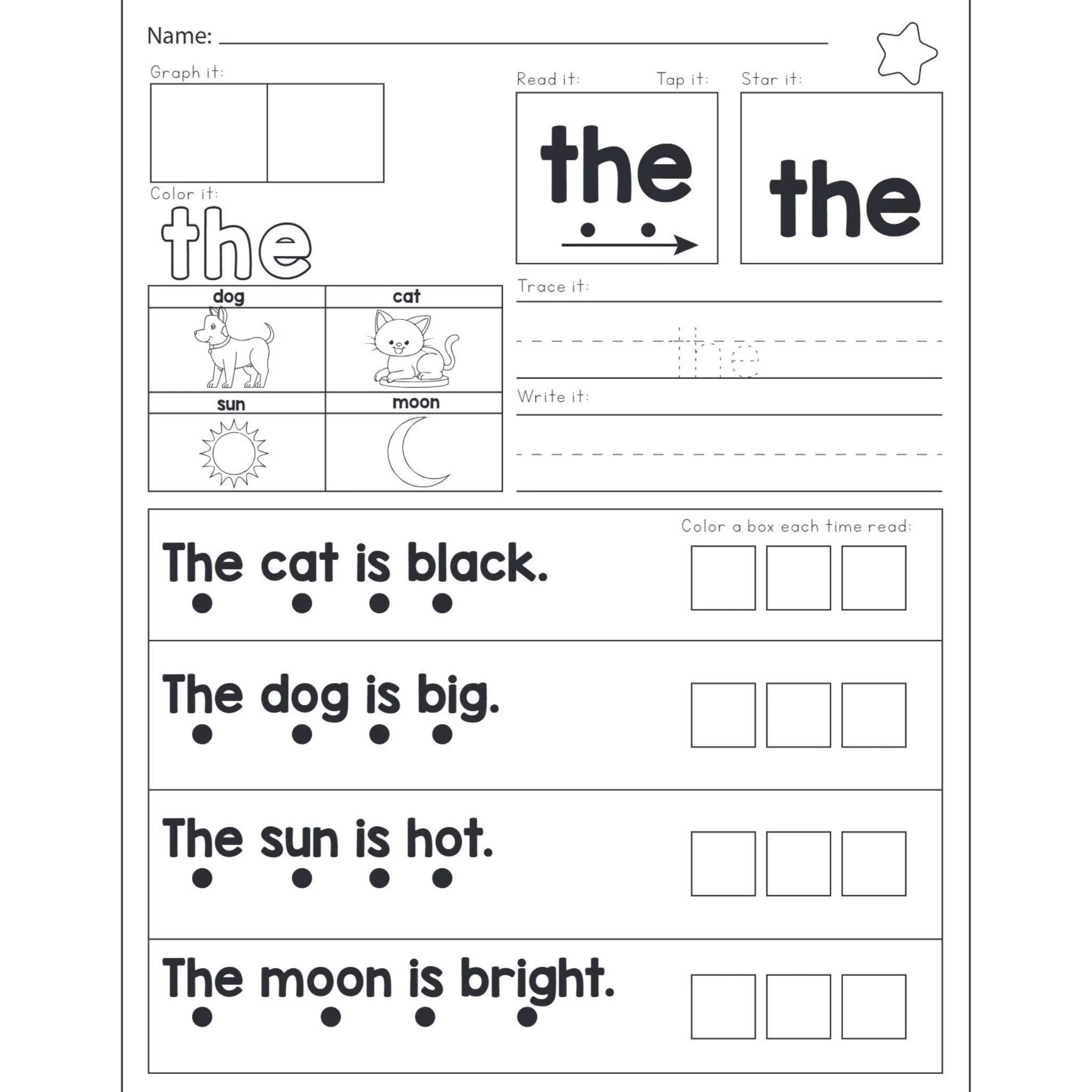 Science of Reading Sight Words Fluency Worksheets
