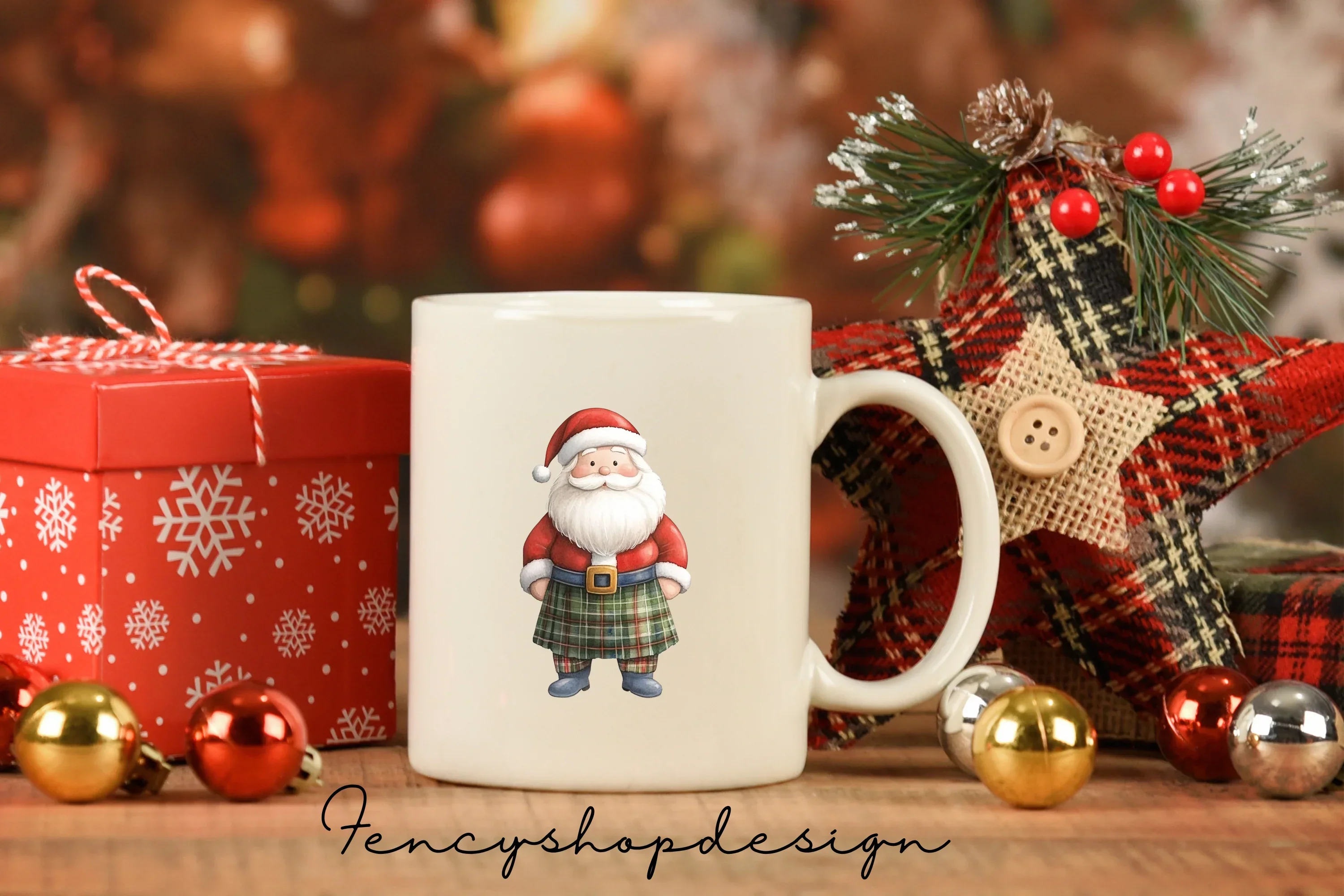 Scottish Kilt Santa Claus Clipart Bundle - Image 3