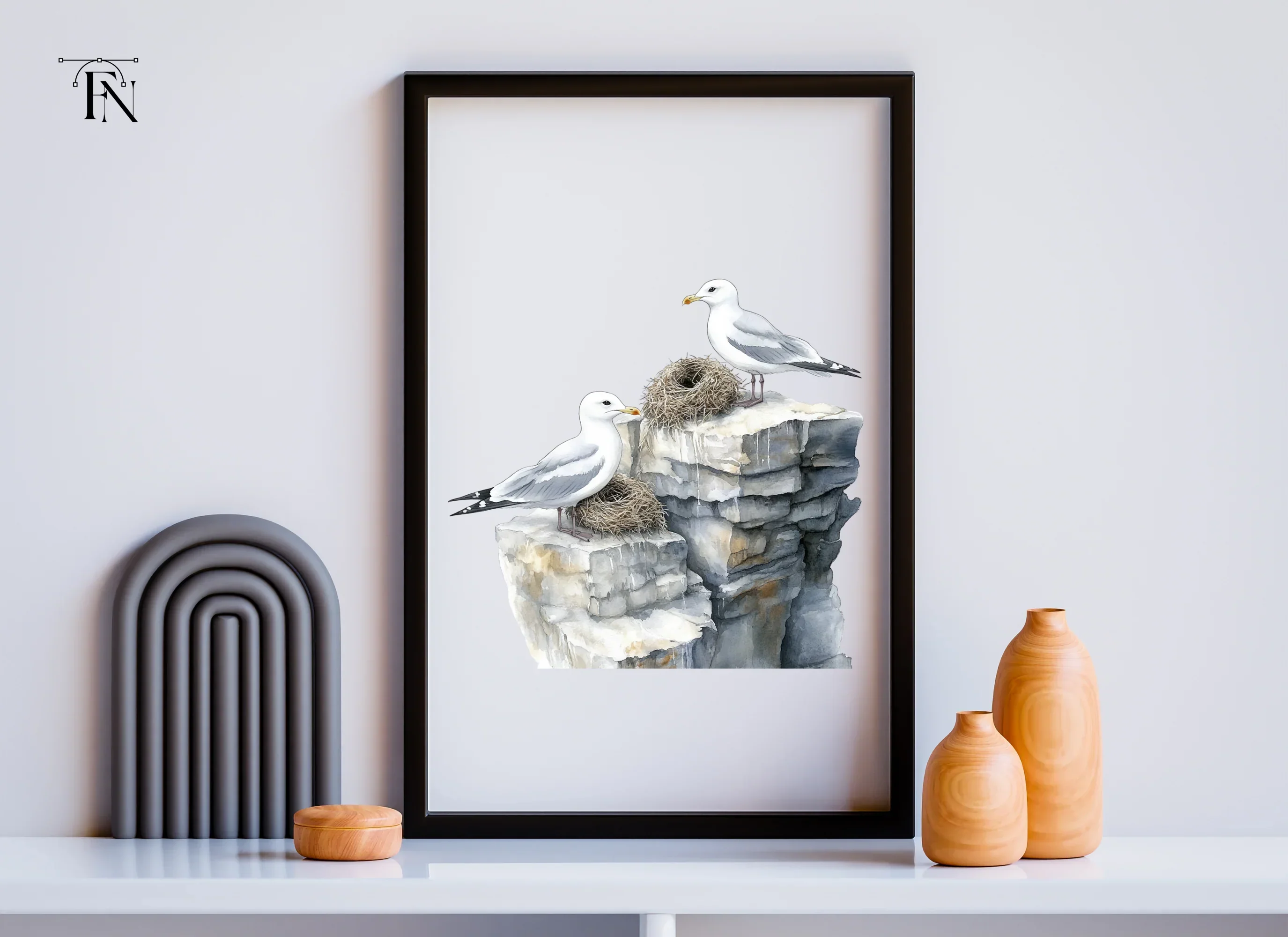 Seagulls on Rocks with Nests Clipart Bundle - Image 6