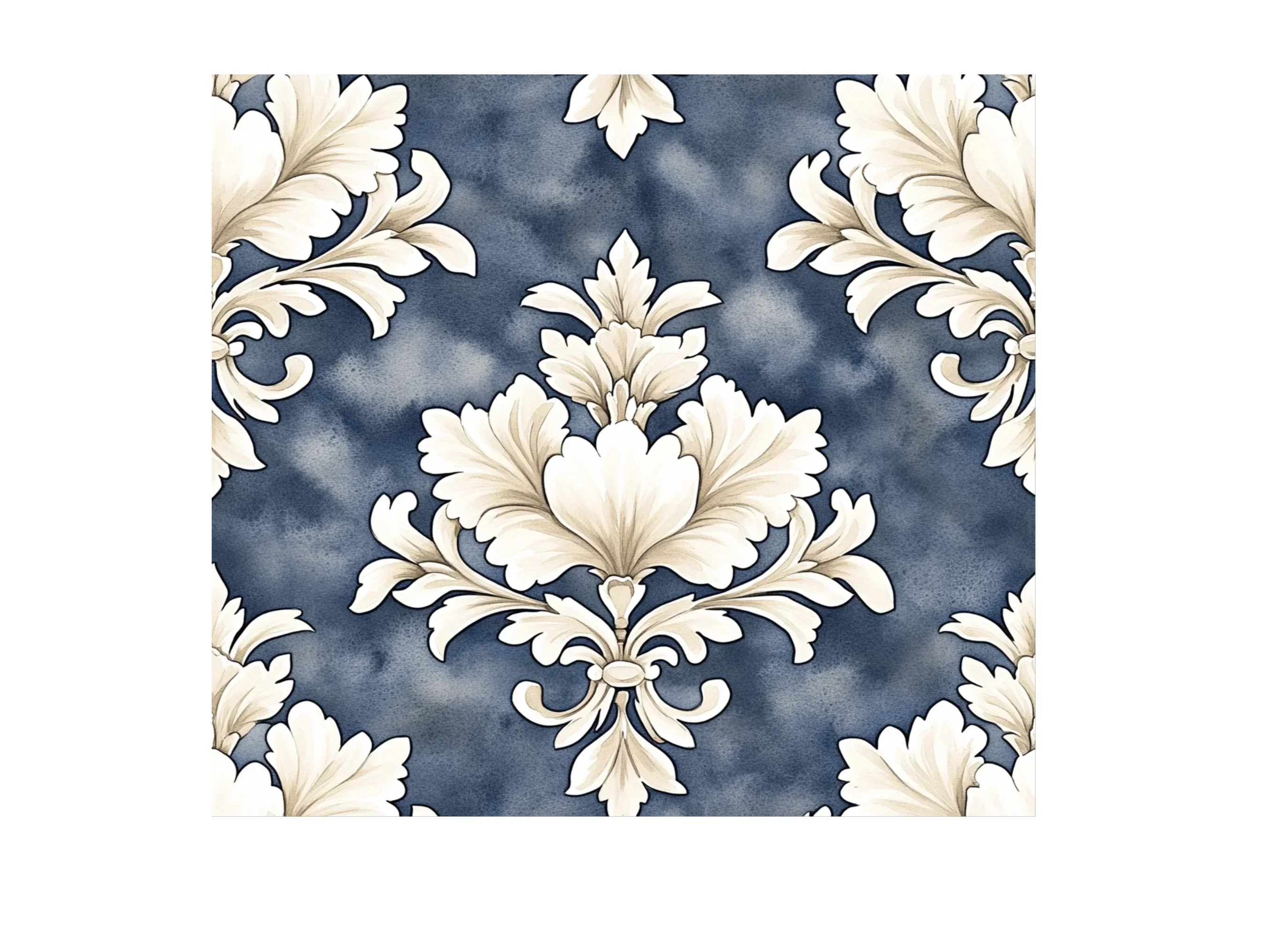 Seamless Blue Gold Floral Patterns Clipart Bundle - Image 3