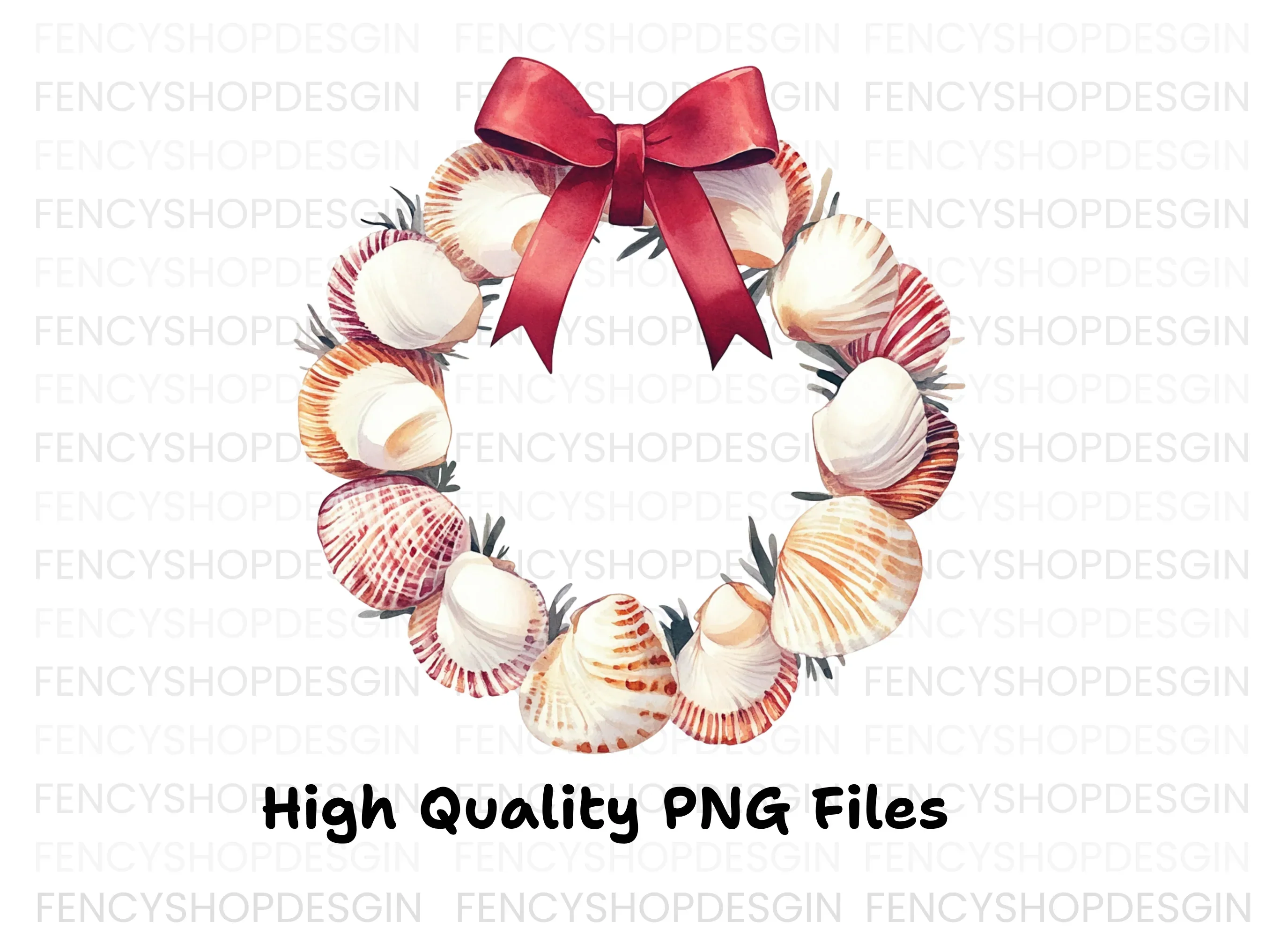 Seashell Christmas Wreath Clipart Bundle - Image 3