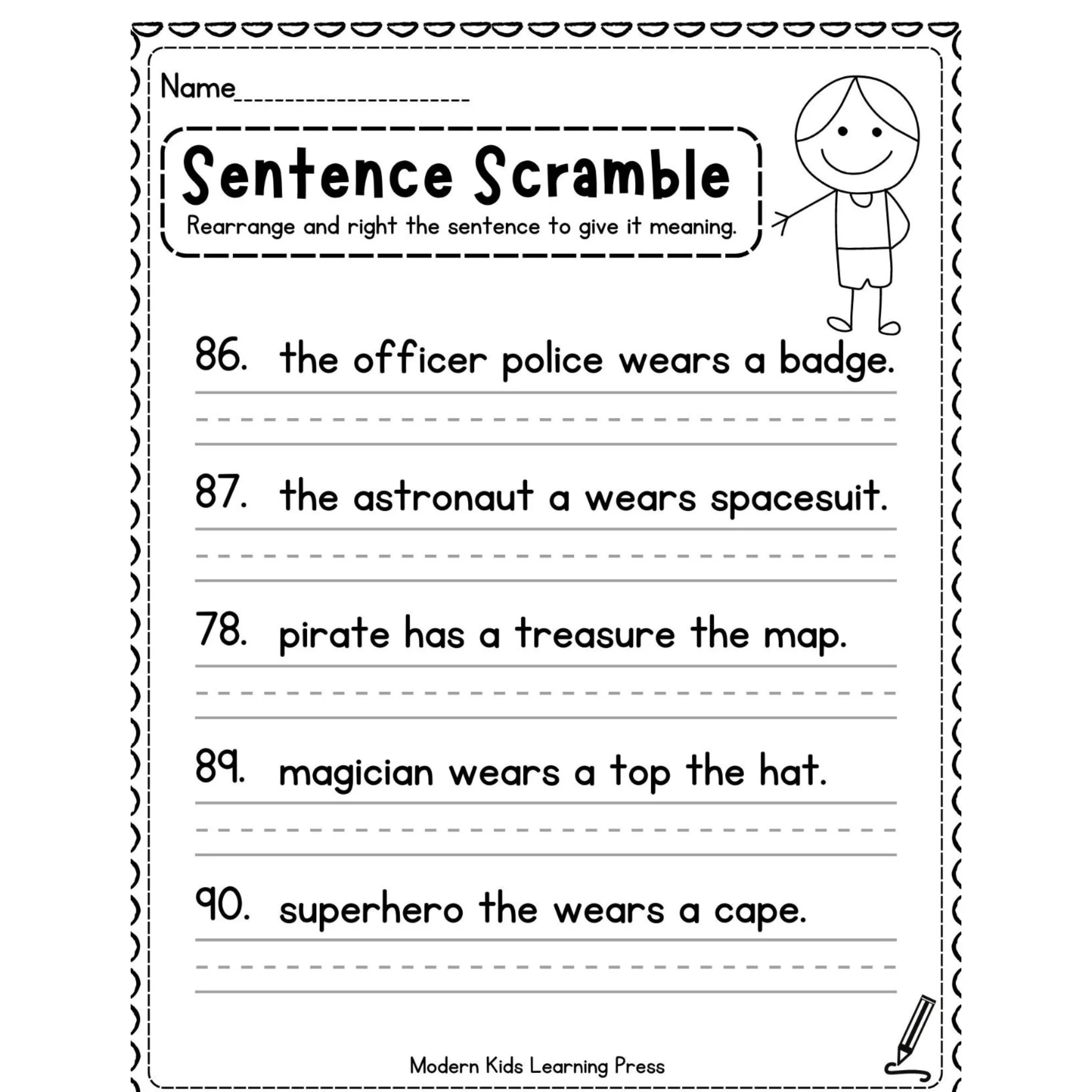 Sentence Building Scramble Worksheets - Image 5