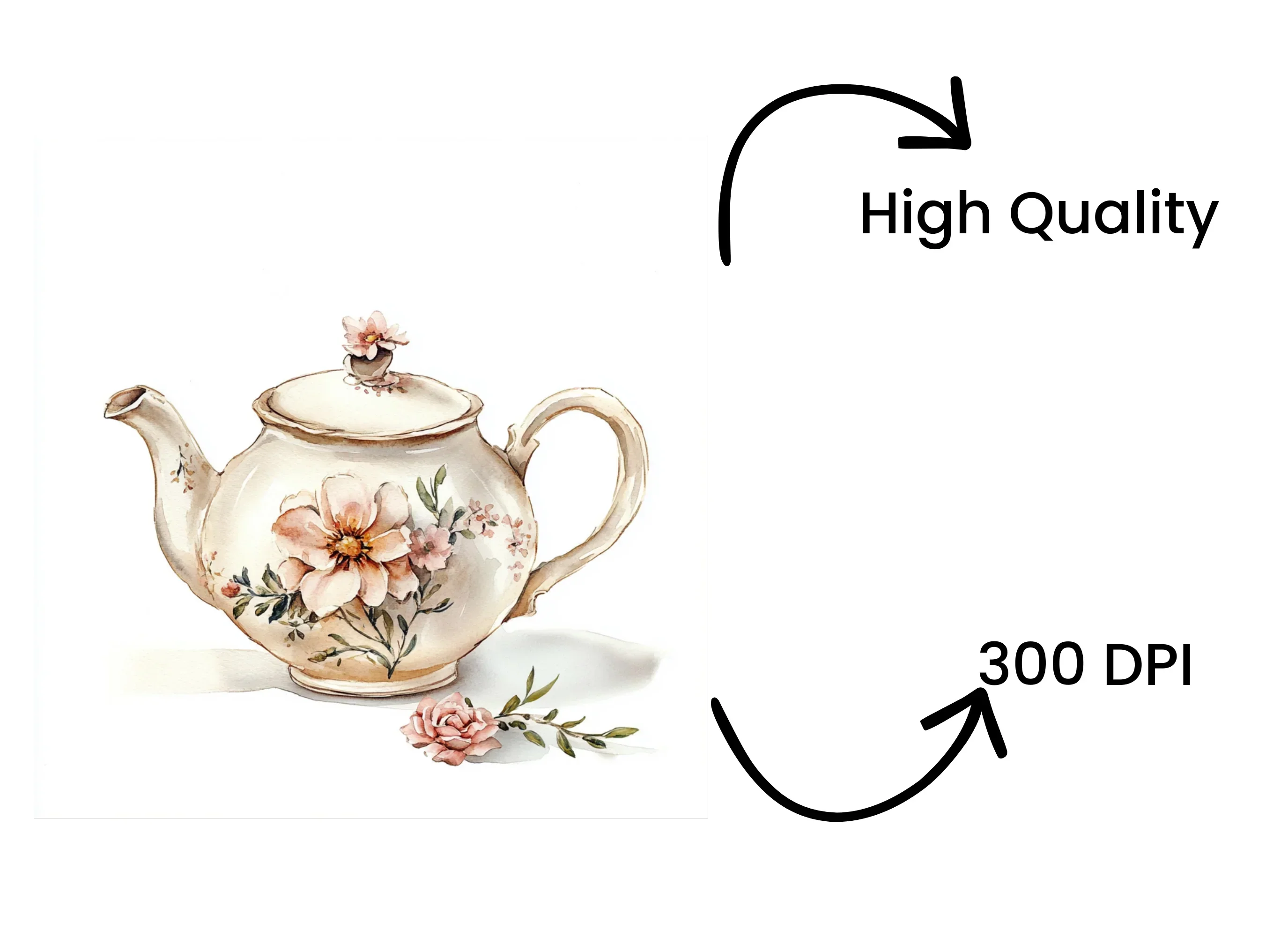 Shabby Chic Teapot Clipart Bundle - Image 4