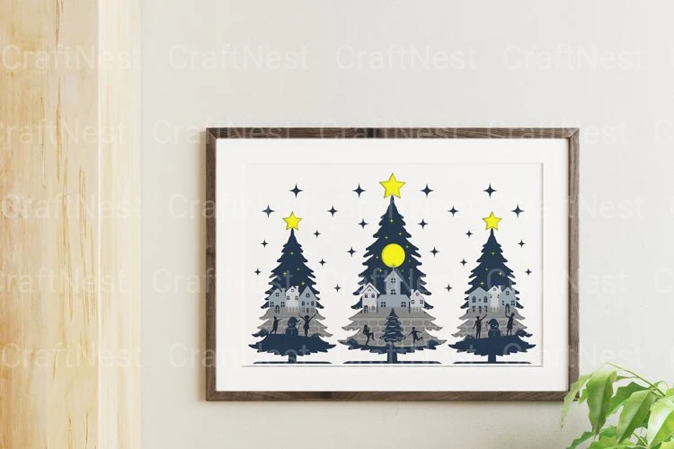 Shadow Box Christmas Scene Layered Papercut SVG - Image 4