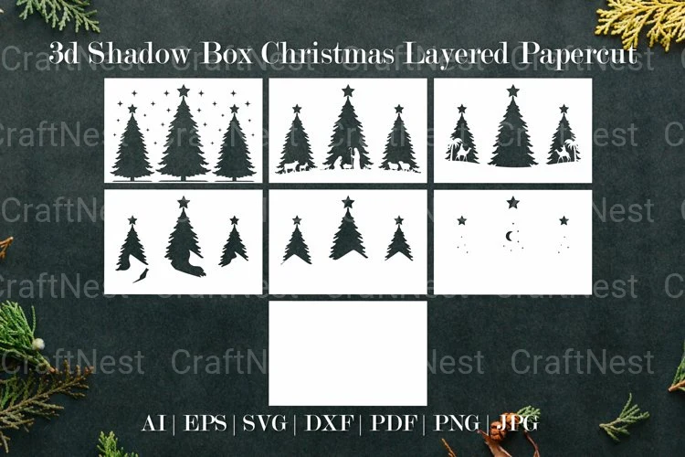 Shadow Box Christmas Scene Layered Papercut SVG - Image 3